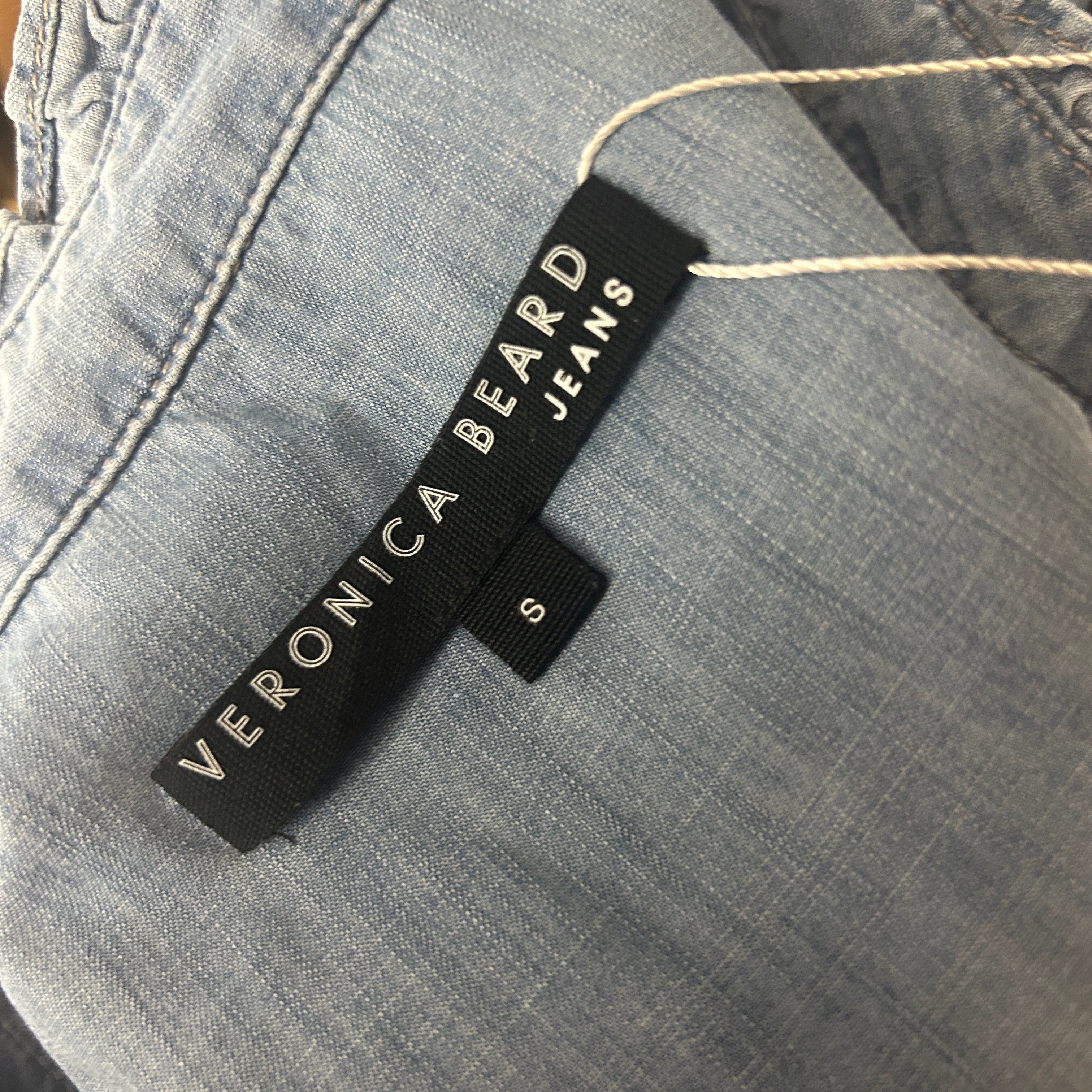 Veronica Beard Washed Denim Frill Top S