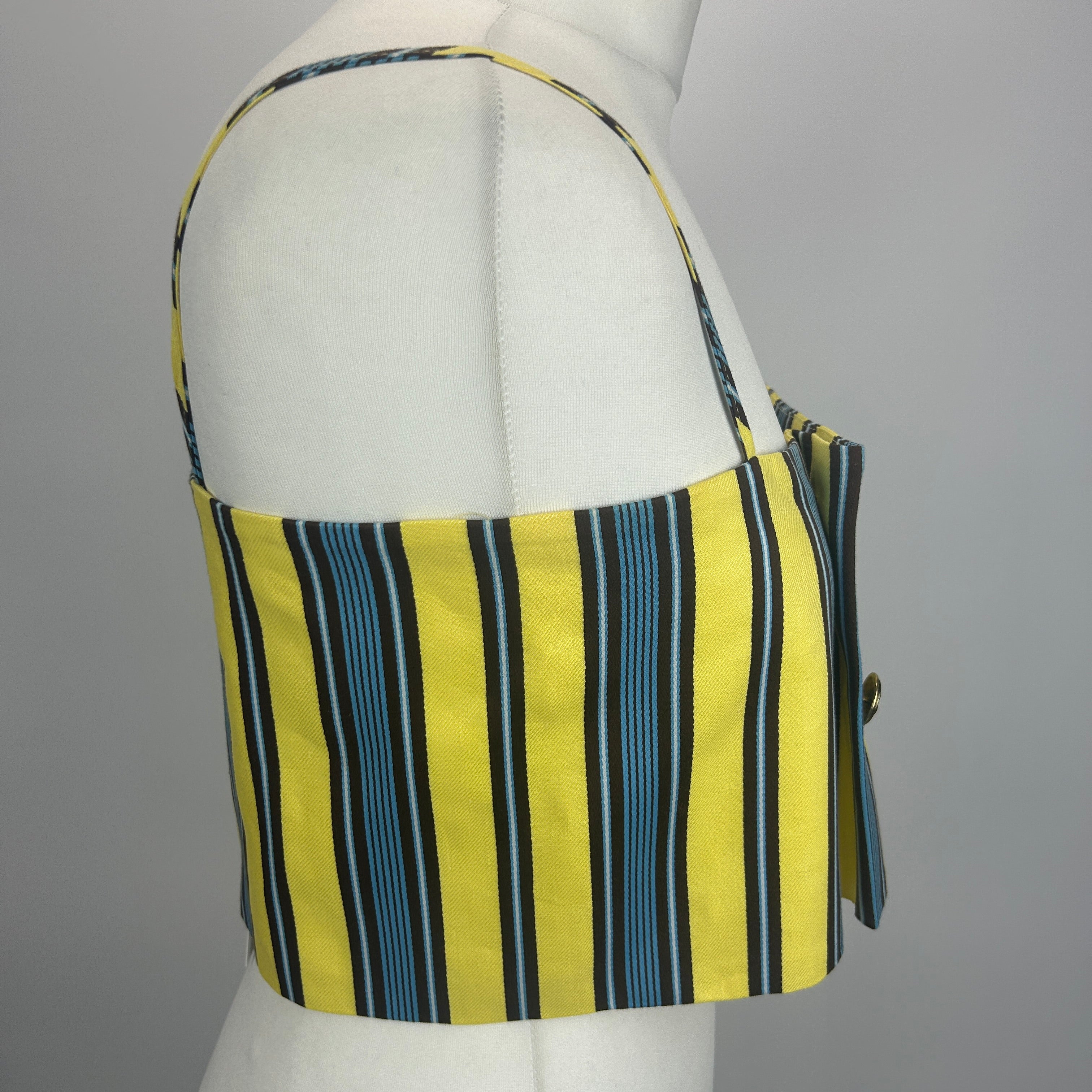 Rosie Assoulin New £360 Yellow Stripe Linen Mix Camisole XS