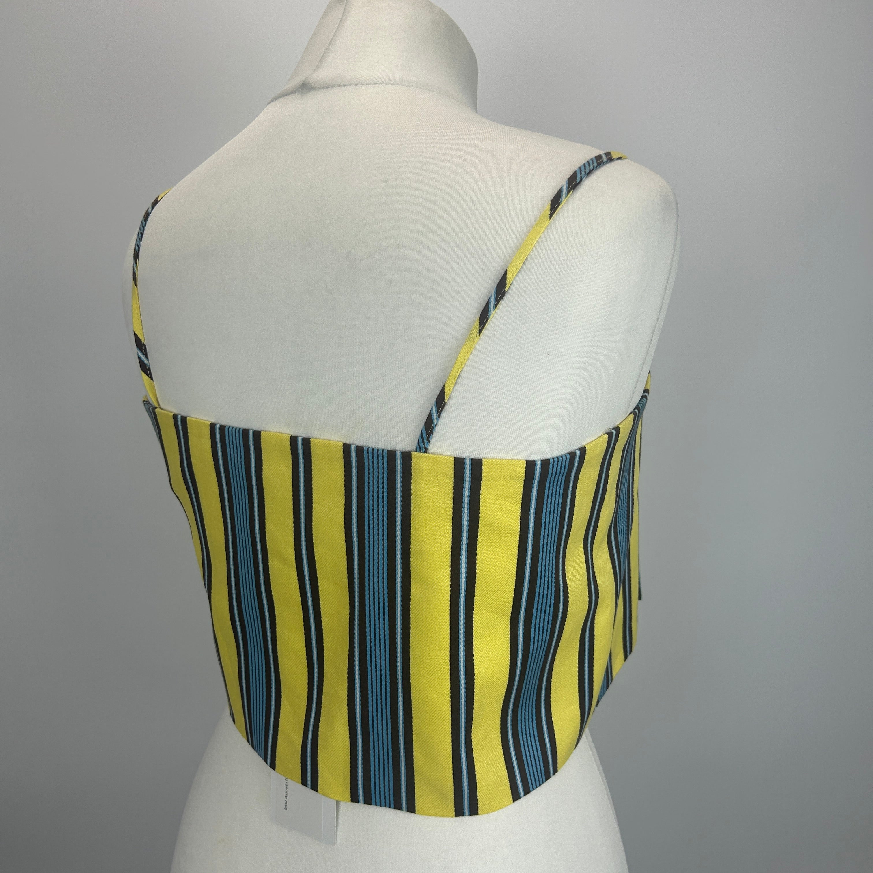 Rosie Assoulin New £360 Yellow Stripe Linen Mix Camisole XS