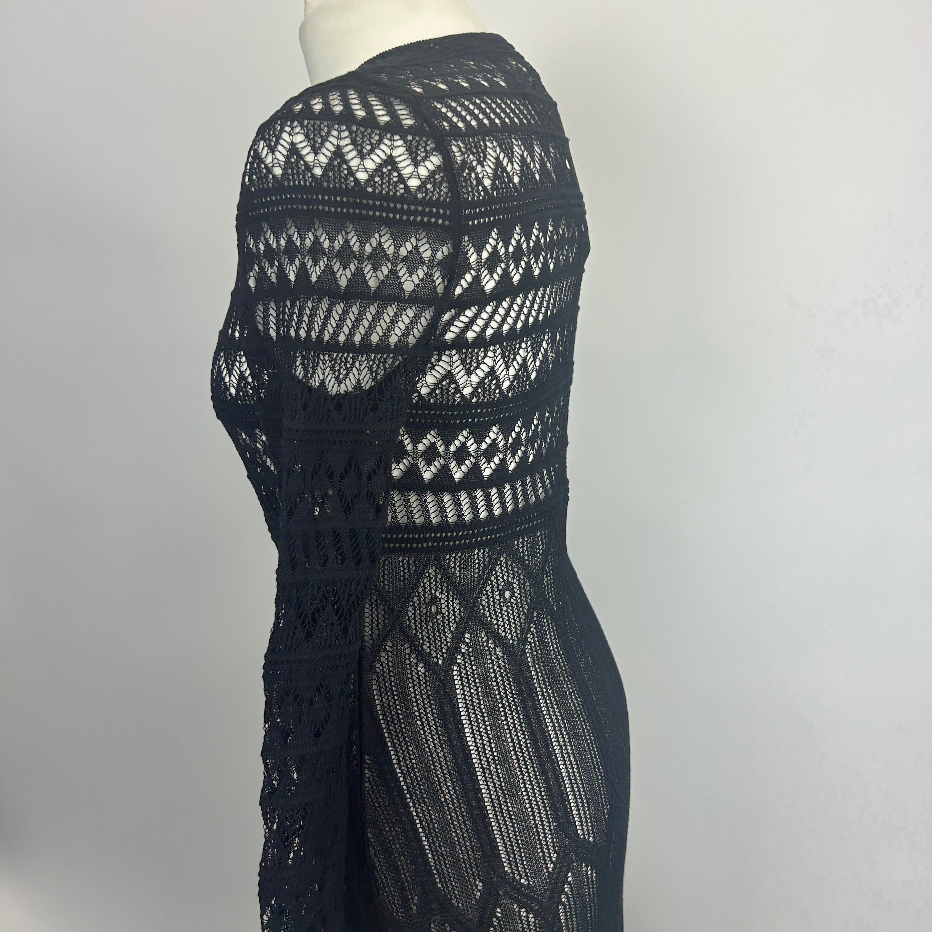 Isabel Marant New £990 Black Atedy Open-Knit Midi Dress S