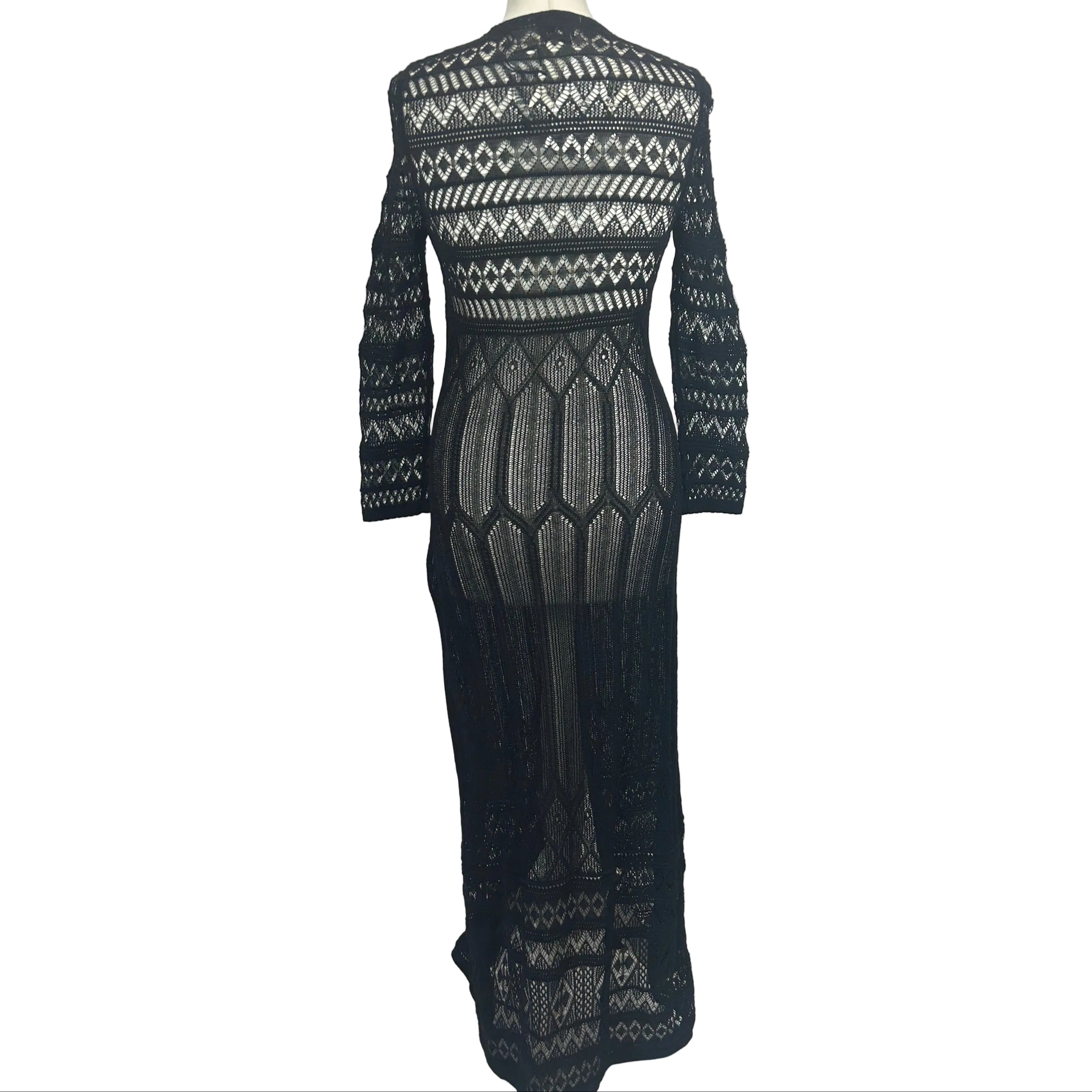 Isabel Marant New £990 Black Atedy Open-Knit Midi Dress S