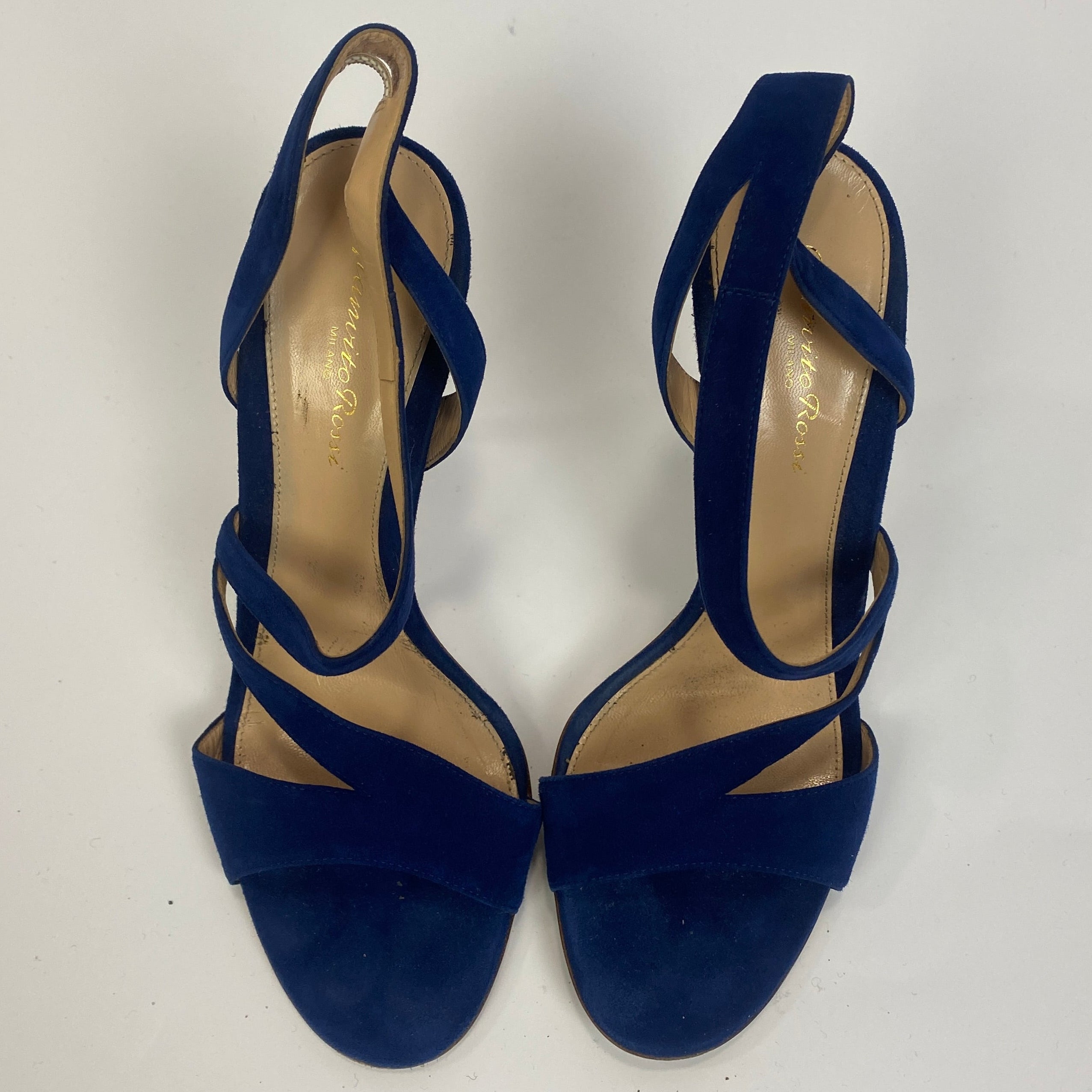 Gianvito Rossi Navy Blue Suede Camoscio Sandals 39
