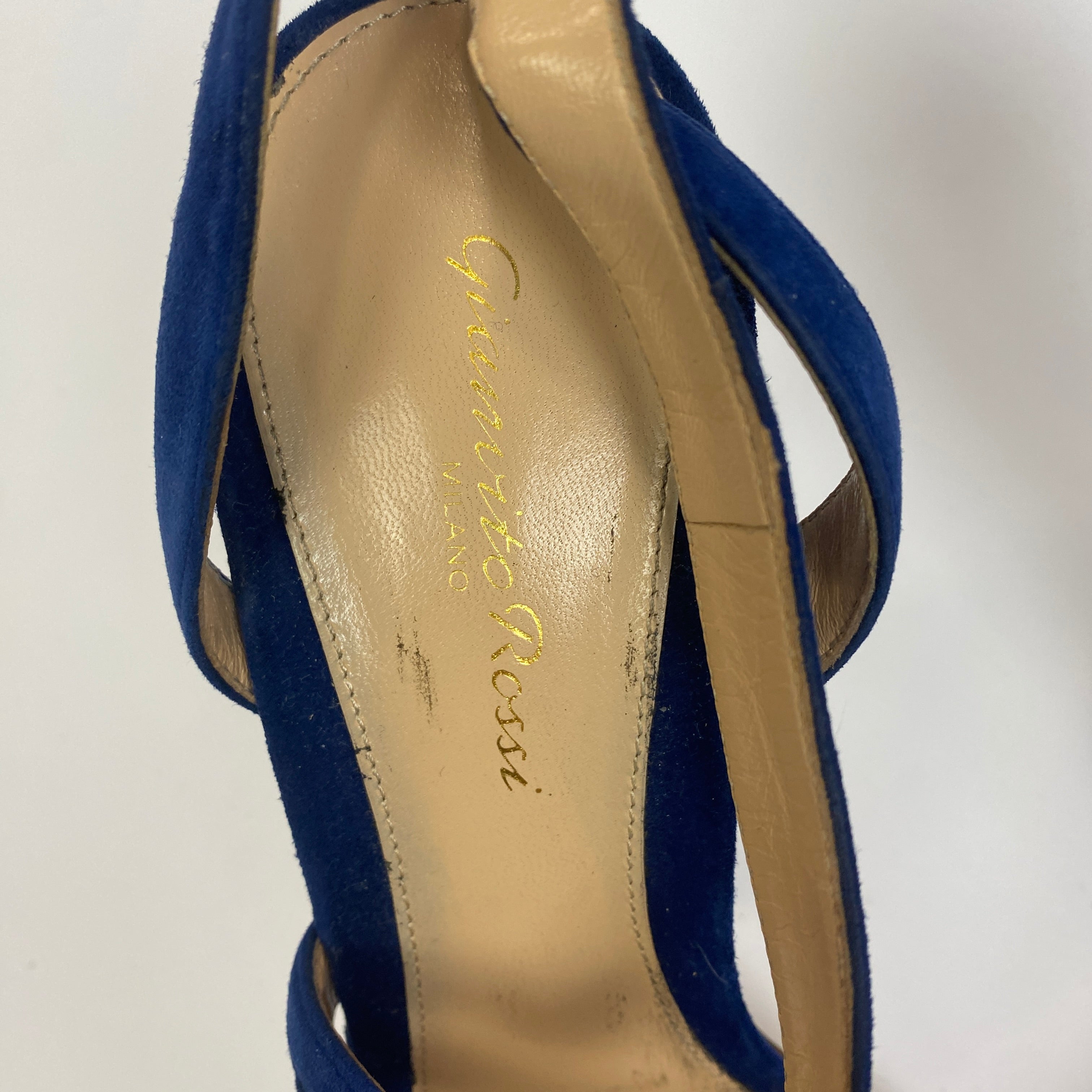 Gianvito Rossi Navy Blue Suede Camoscio Sandals 39