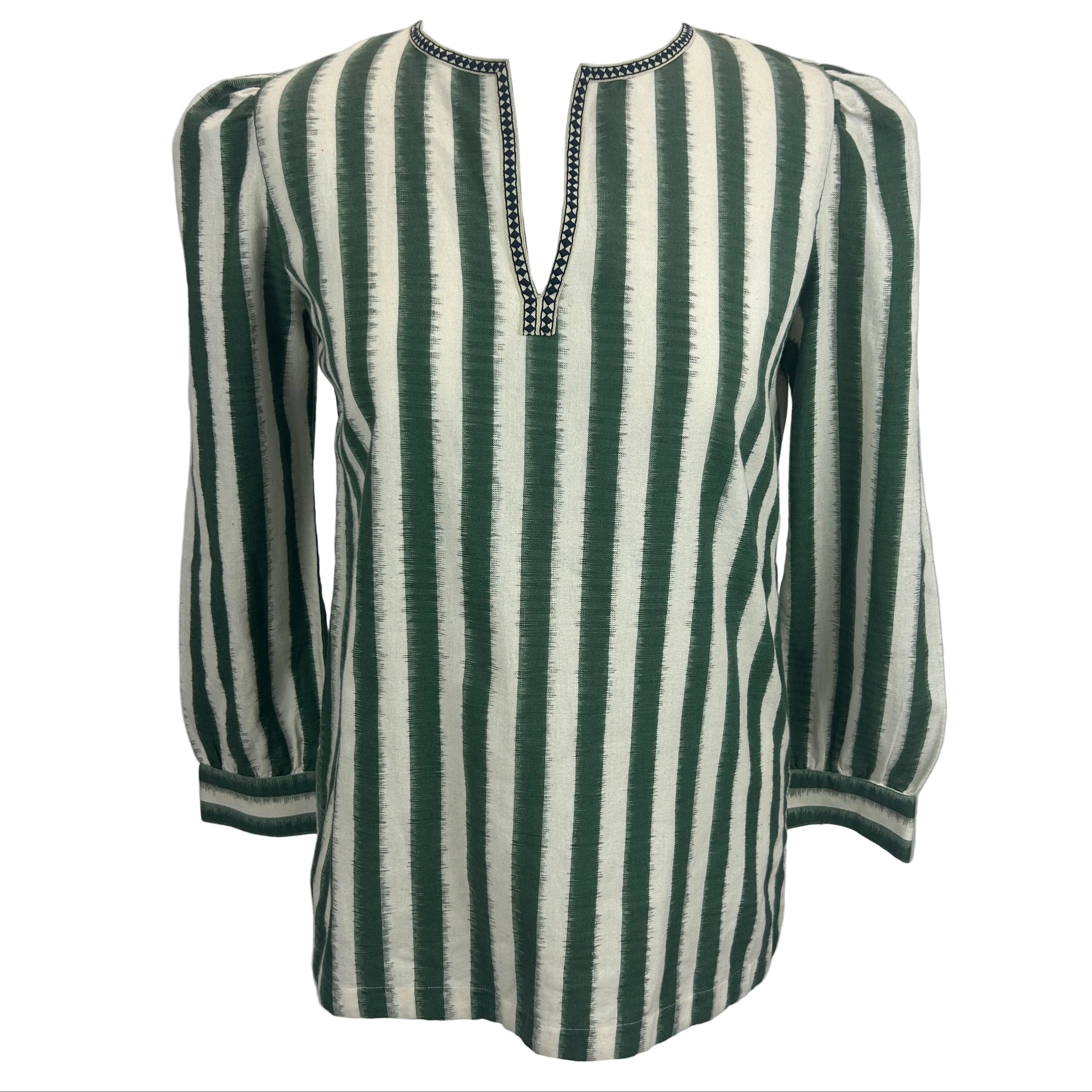 Emporio Sirenuse New £460 Ivy & Cream Stripe Cotton Tunic XS