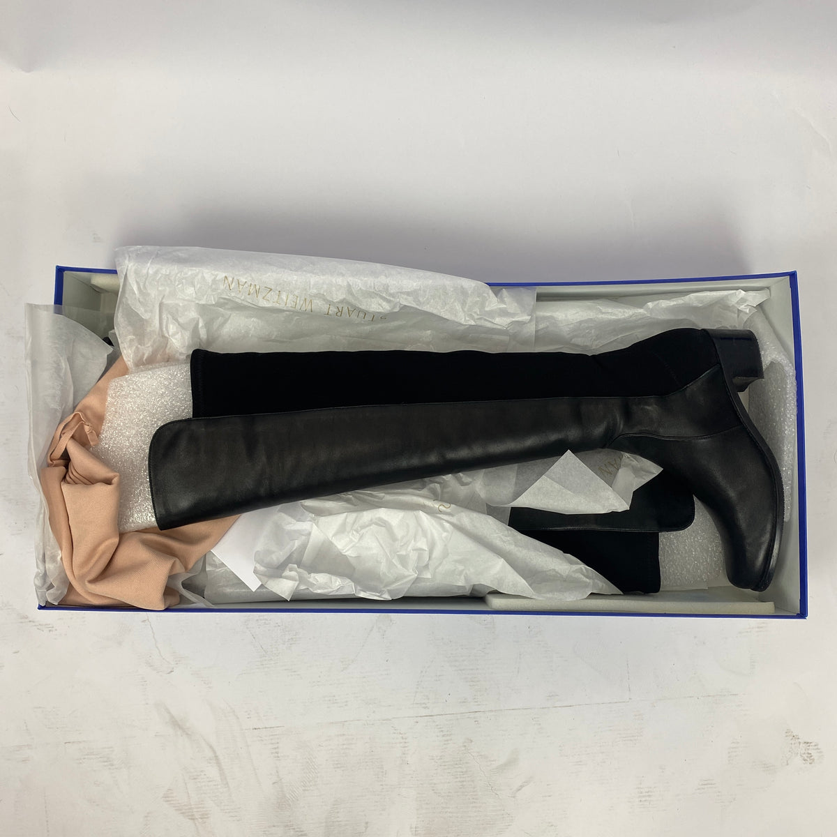 Stuart Weitzman £750 Black Leather Reserve Over The Knee Boots 37.5