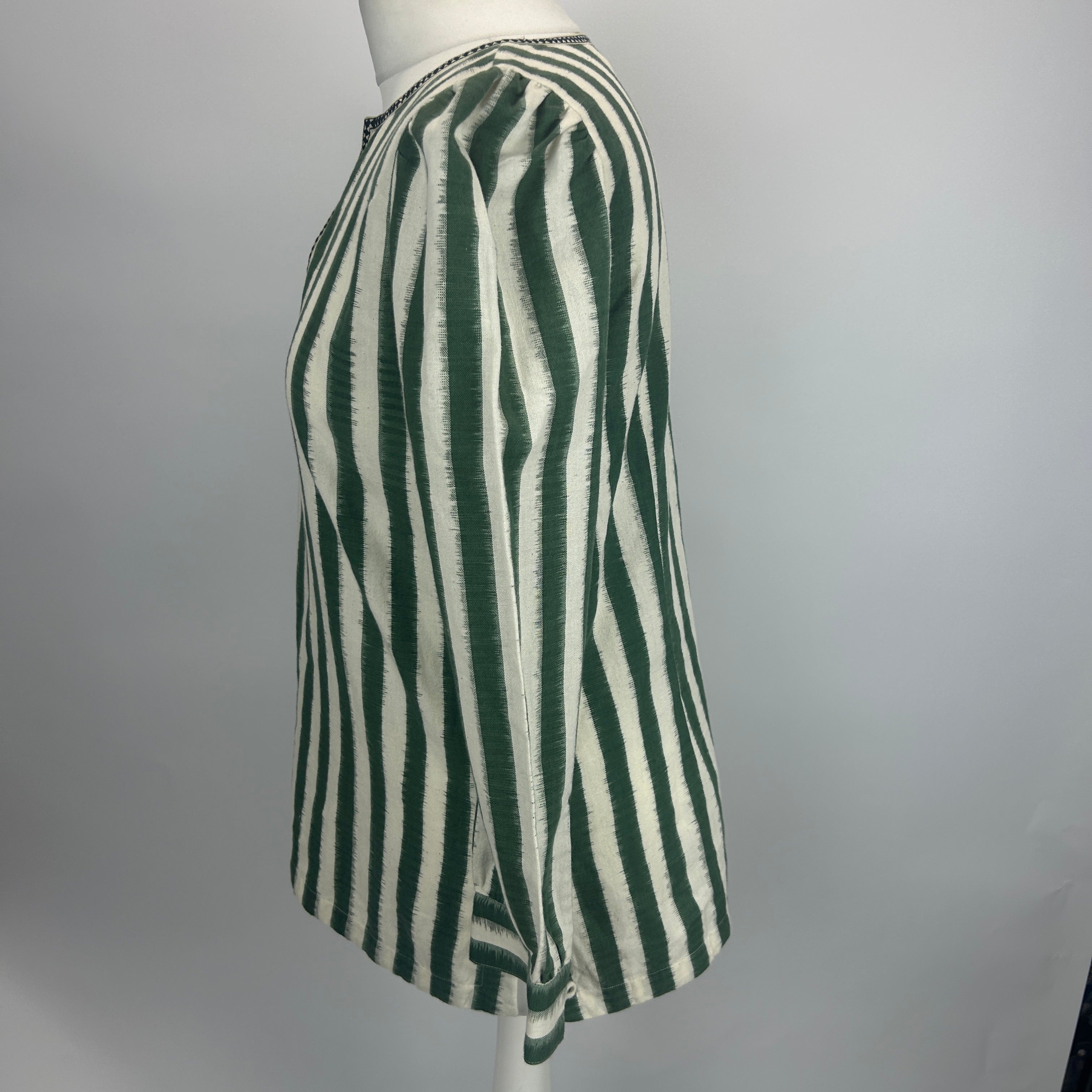 Emporio Sirenuse New £460 Ivy & Cream Stripe Cotton Tunic XS