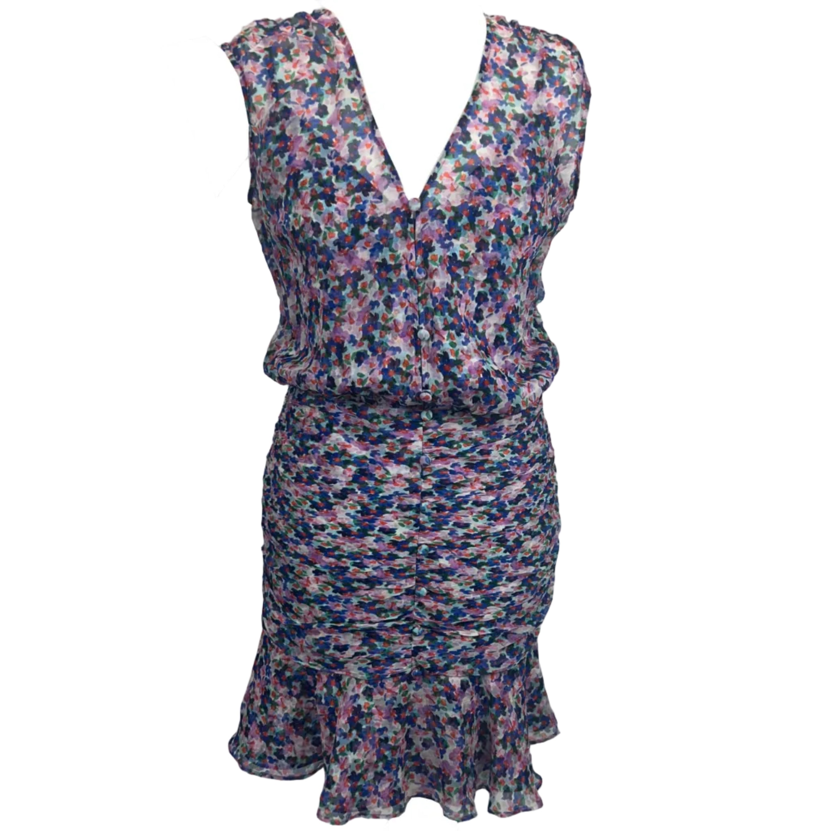 Veronica Beard New £498 Lilac Floral Silk Chiffon Dress XS