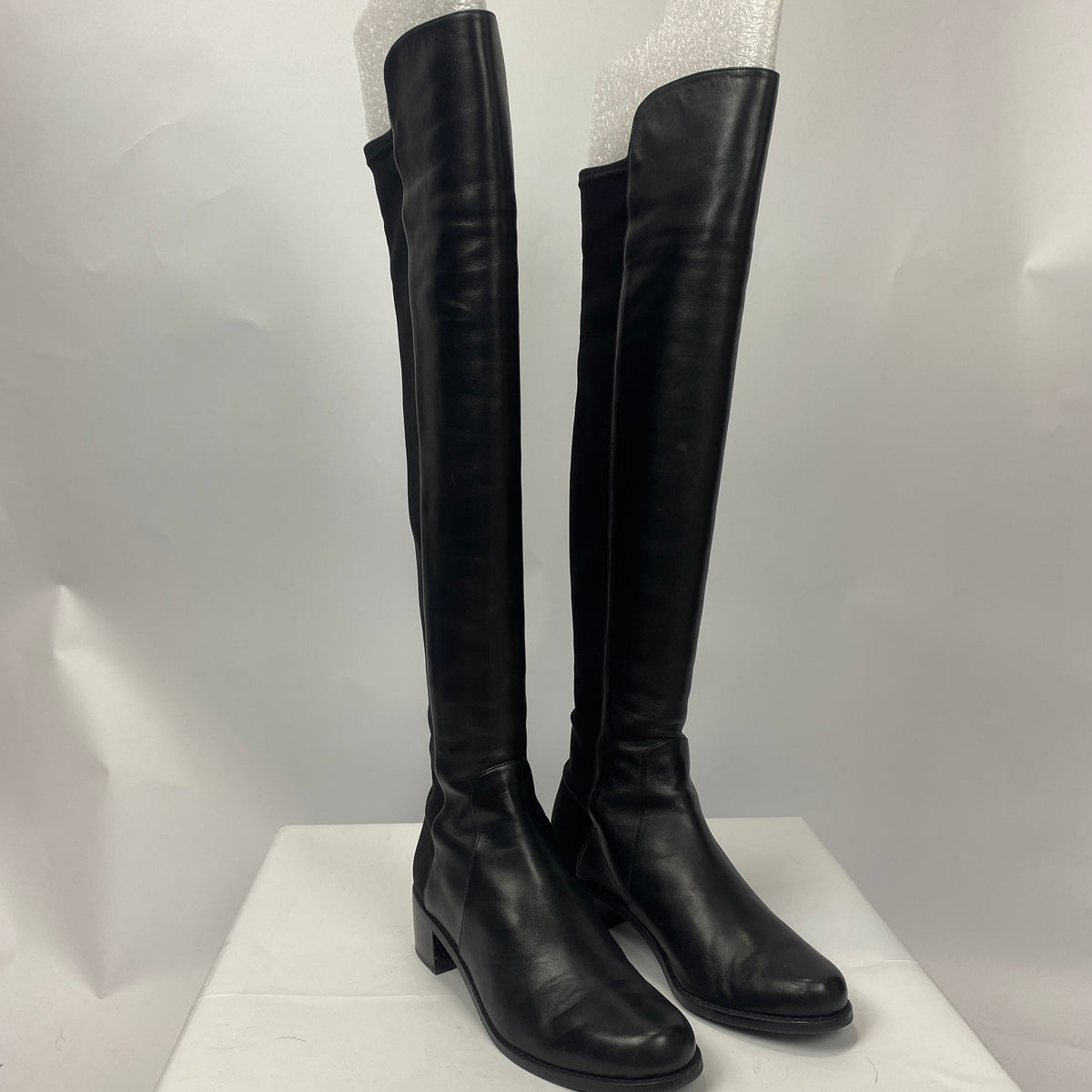 Stuart Weitzman £750 Black Leather Reserve Over The Knee Boots 37.5