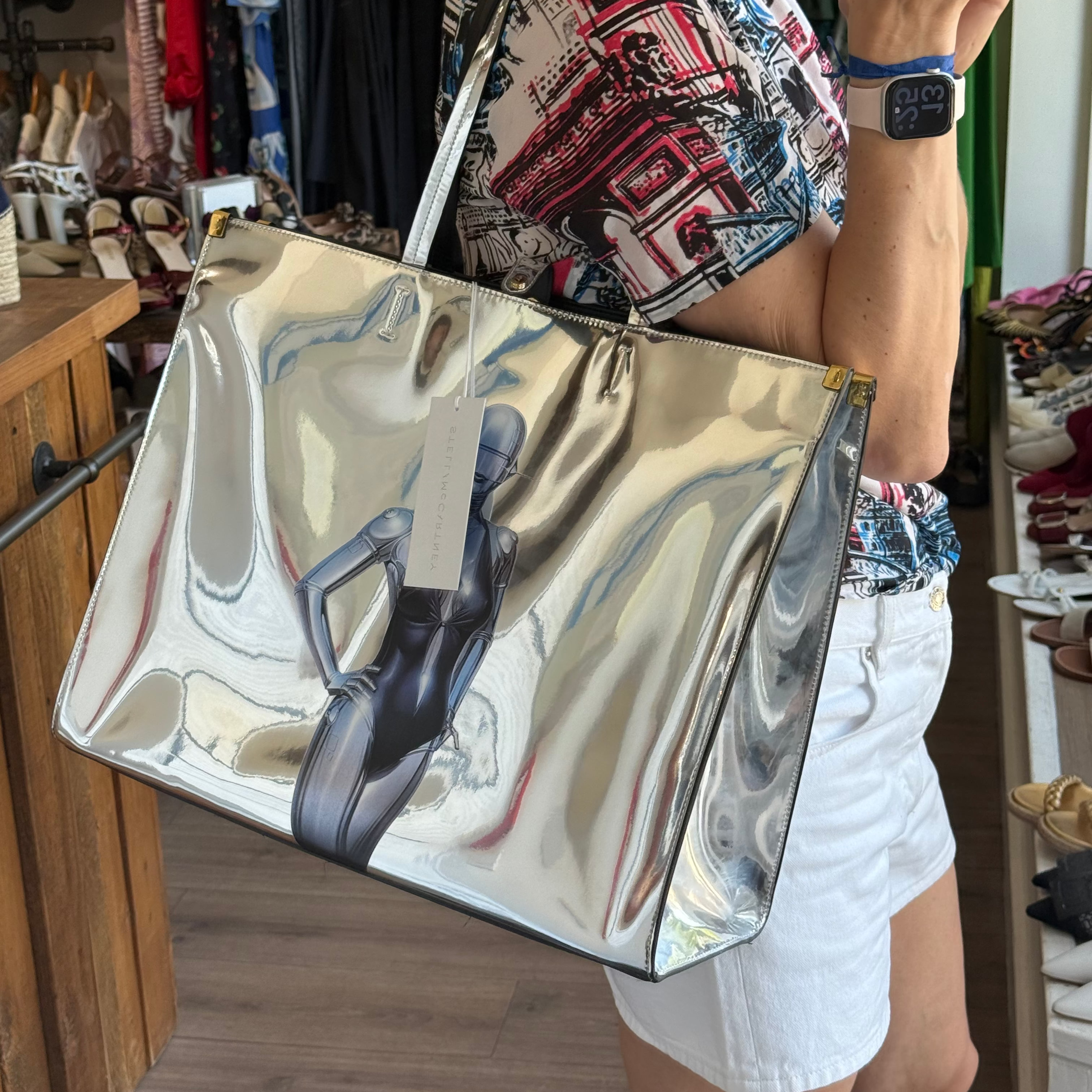 Stella McCartney X Sorayama New £900 Sexy Robot Silver Tote Bag