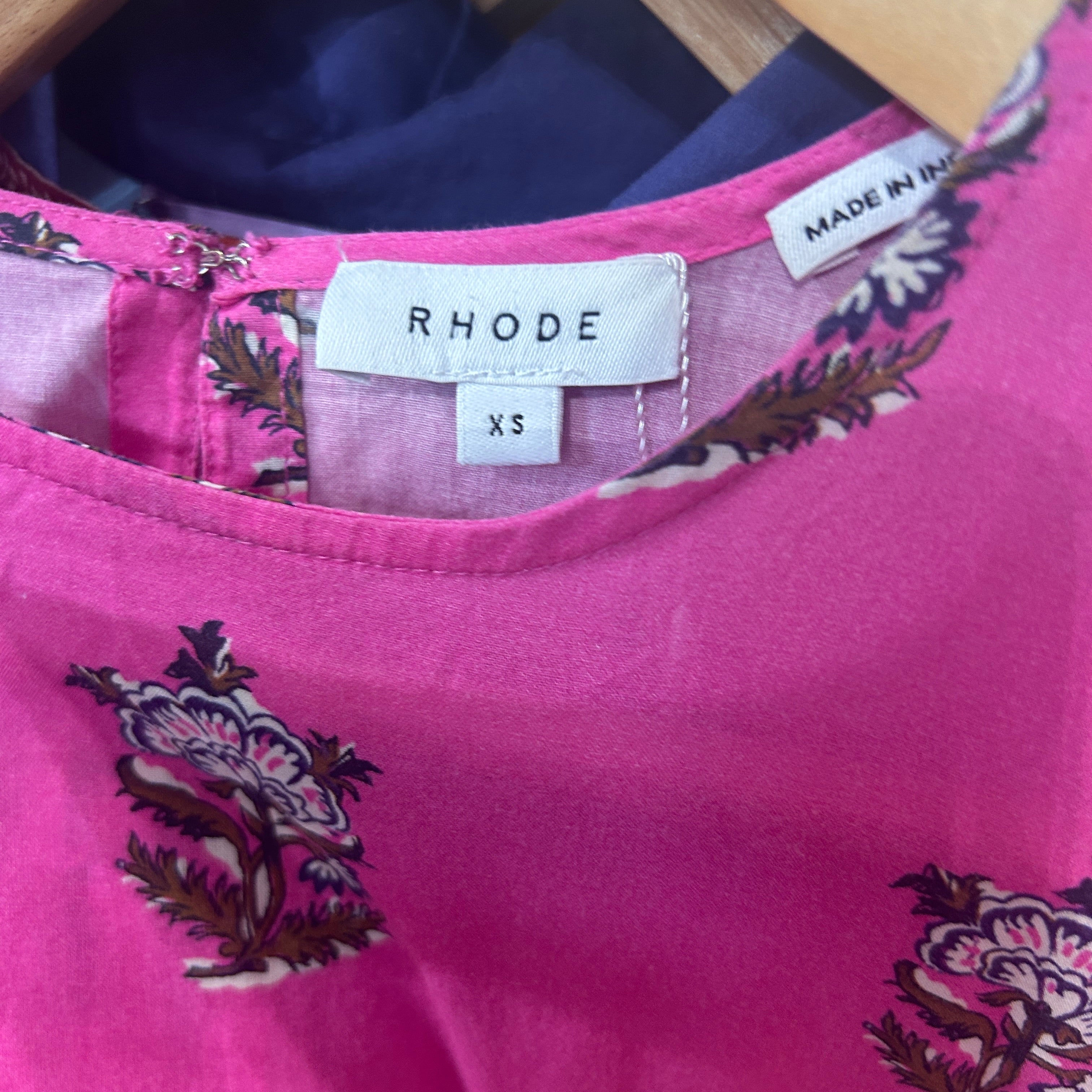 Rhode Resort New Pink Print Cotton Flared Mini Dress XS