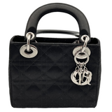 Christian Dior £4200 Black Silk Cannage Lady Dior Mini Bag