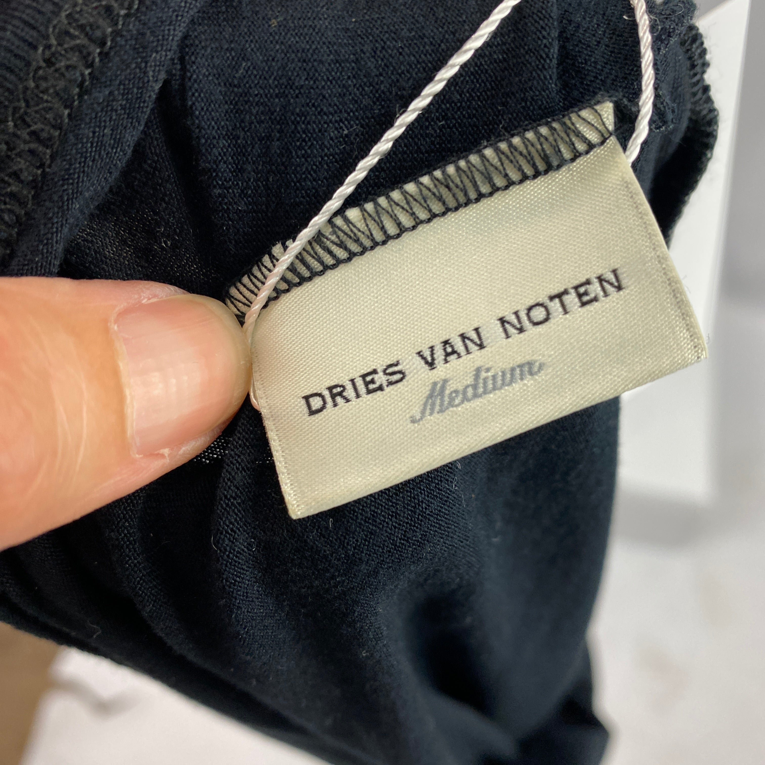 Dries Van Noten New £365 Black Fine Jersey Asymmetric Top M