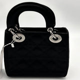 Christian Dior £4200 Black Silk Cannage Lady Dior Mini Bag