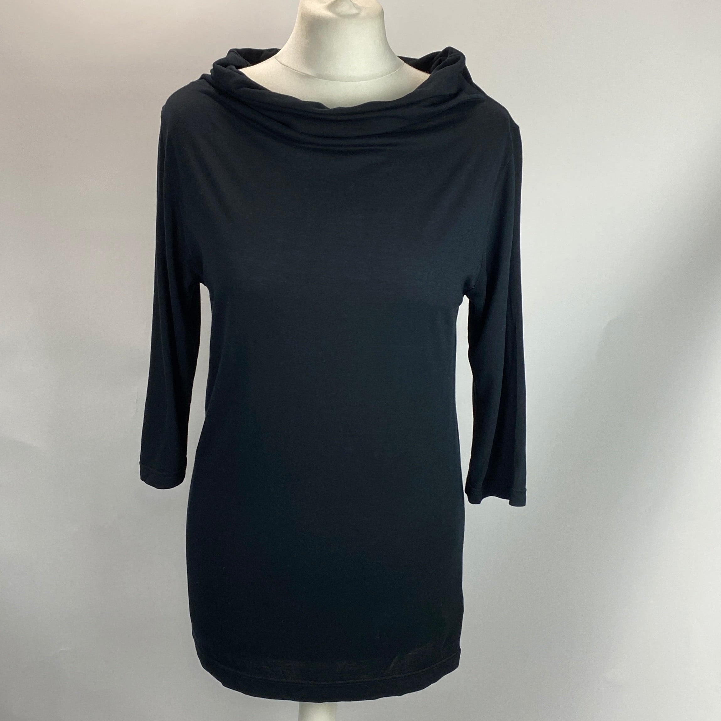 Dries Van Noten New £365 Black Fine Jersey Asymmetric Top M