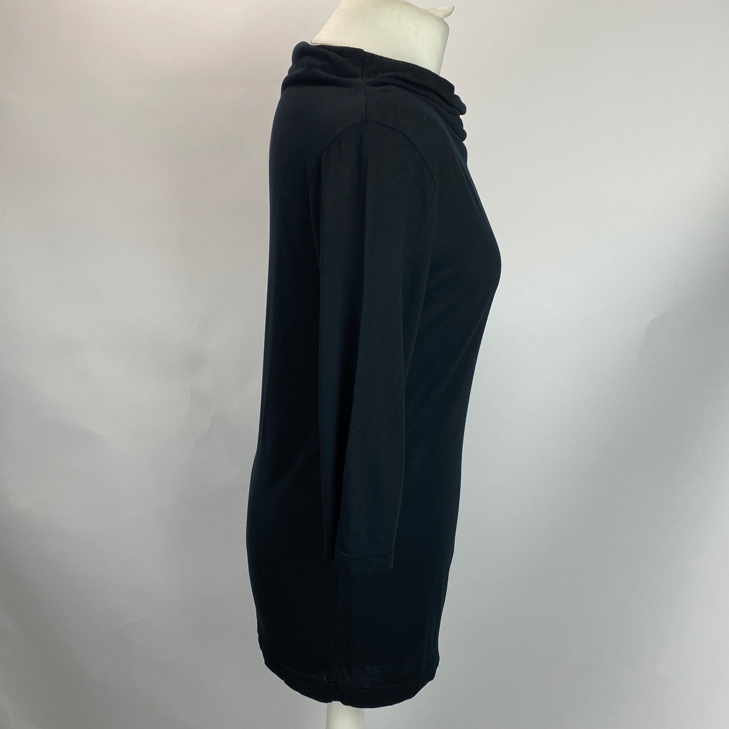 Dries Van Noten New £365 Black Fine Jersey Asymmetric Top M