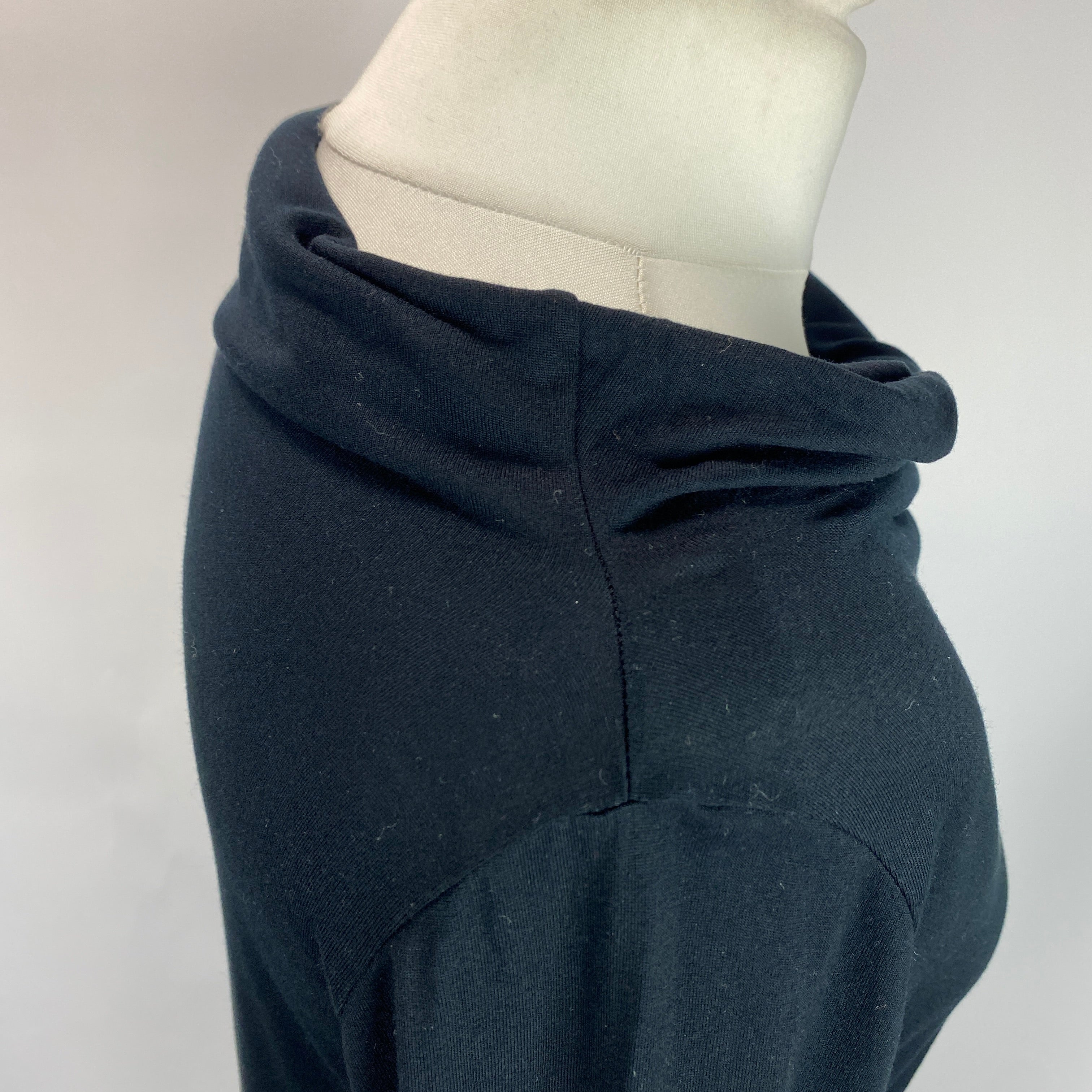 Dries Van Noten New £365 Black Fine Jersey Asymmetric Top M