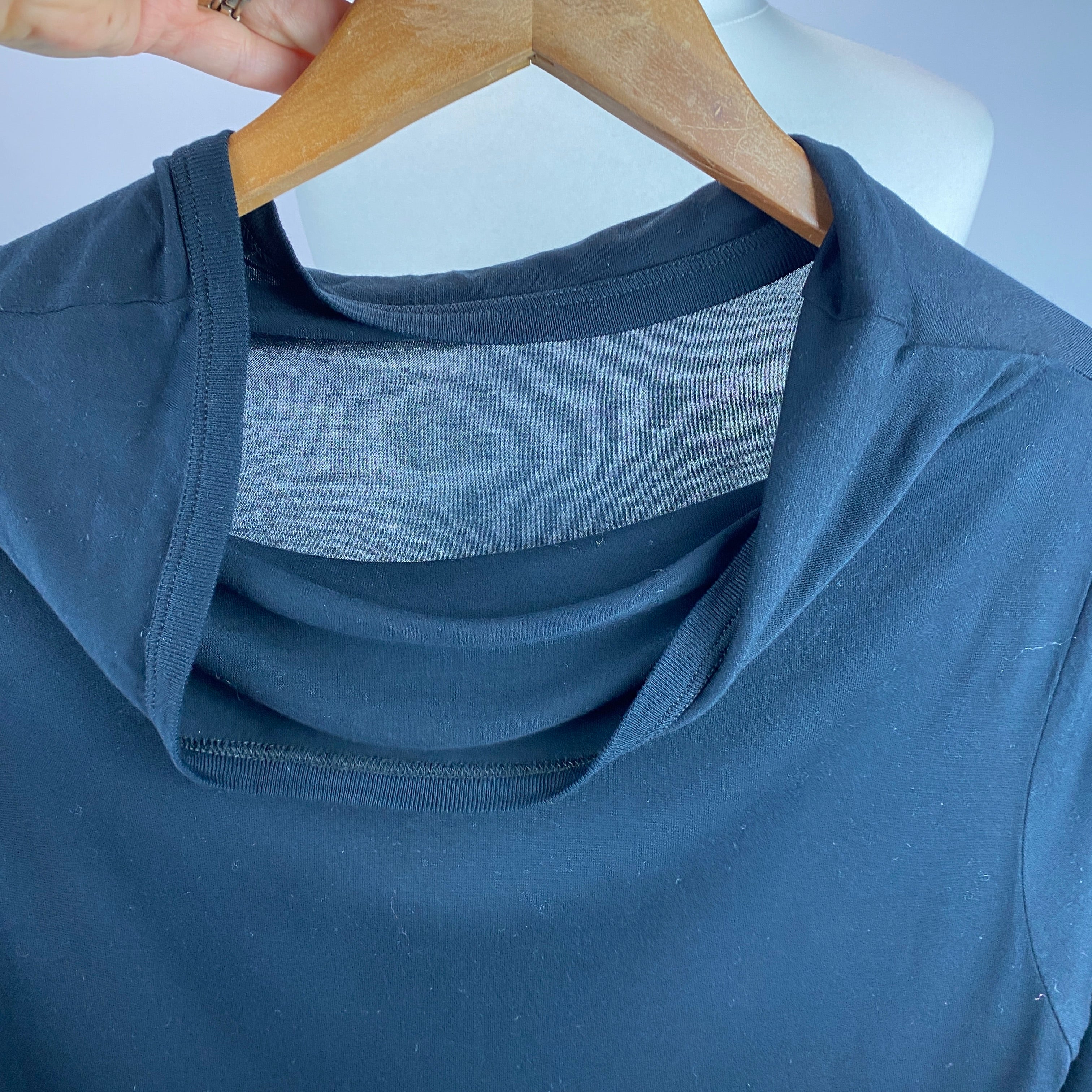 Dries Van Noten New £365 Black Fine Jersey Asymmetric Top M
