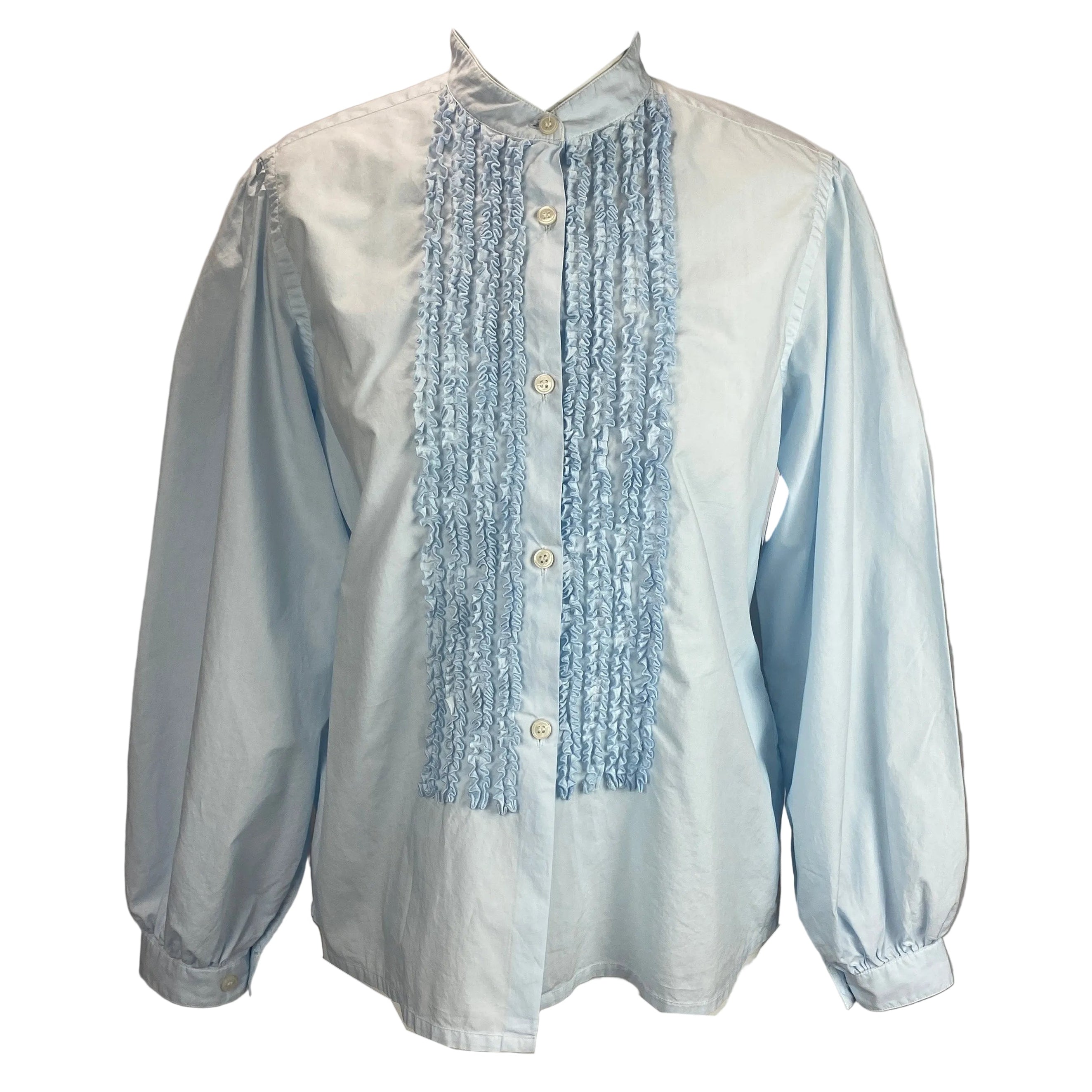Vincenzo Di Ruggiero £239 Pale Blue Camilla Ruffle Shirt M