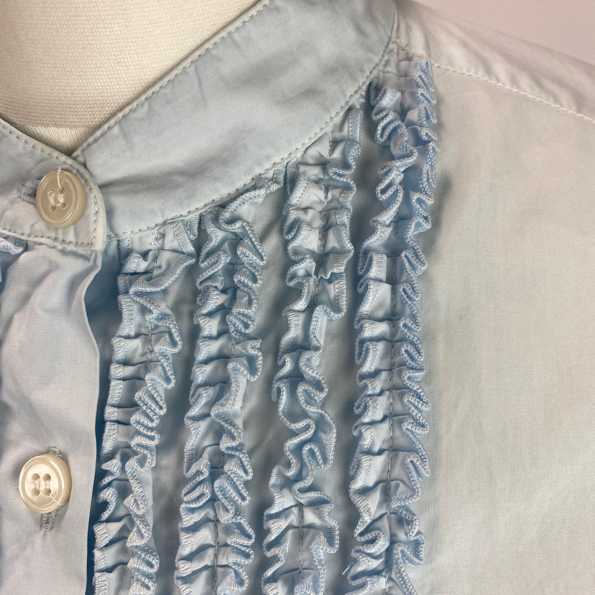 Vincenzo Di Ruggiero £239 Pale Blue Camilla Ruffle Shirt M