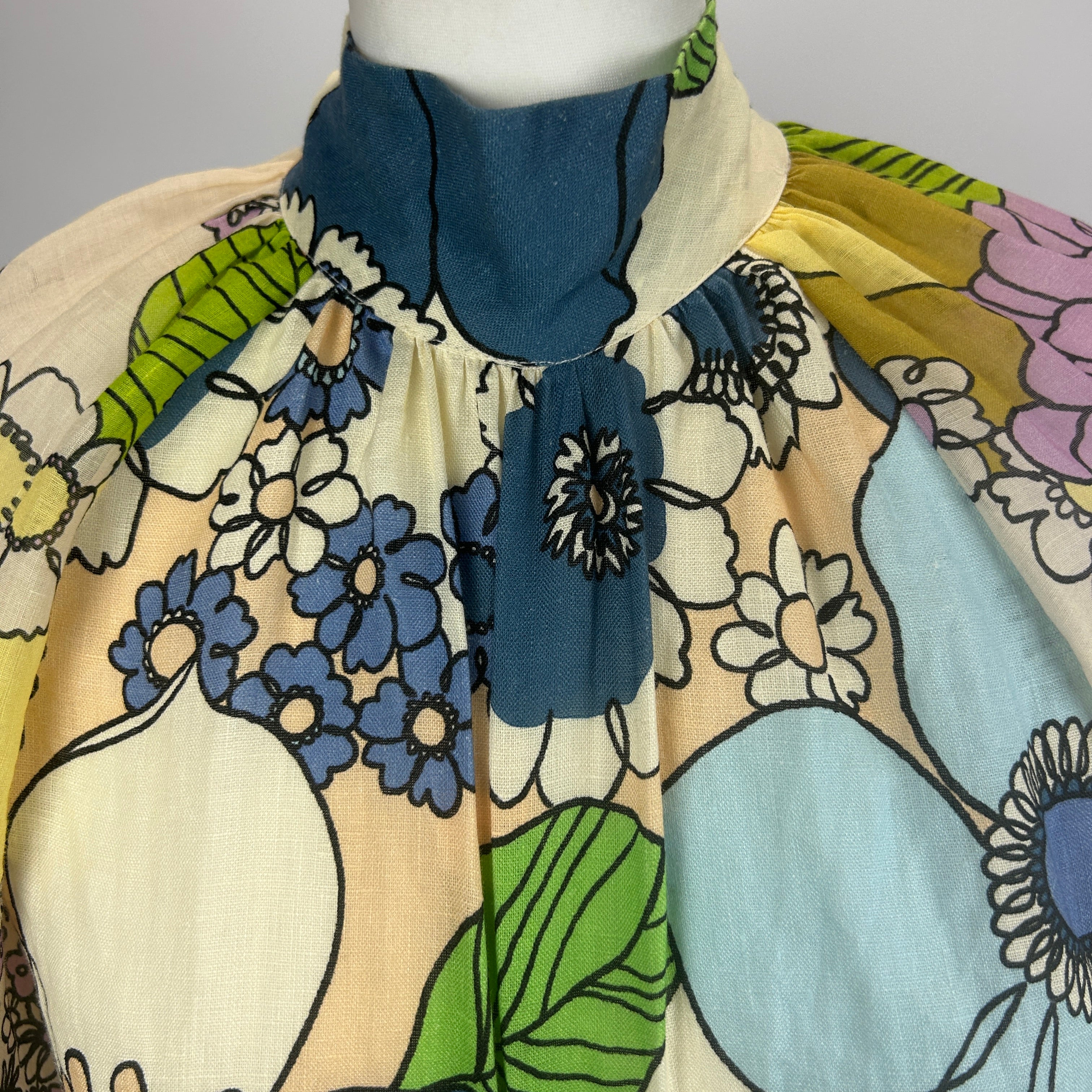 Alemais Cream & Acids Floral Linen Peekaboo Maxi Dress XXS