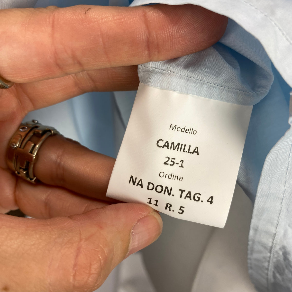Vincenzo Di Ruggiero £239 Pale Blue Camilla Ruffle Shirt M