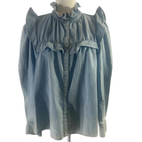 Isabel Marant Etoile Pale Denim Ruffle Blouse XS