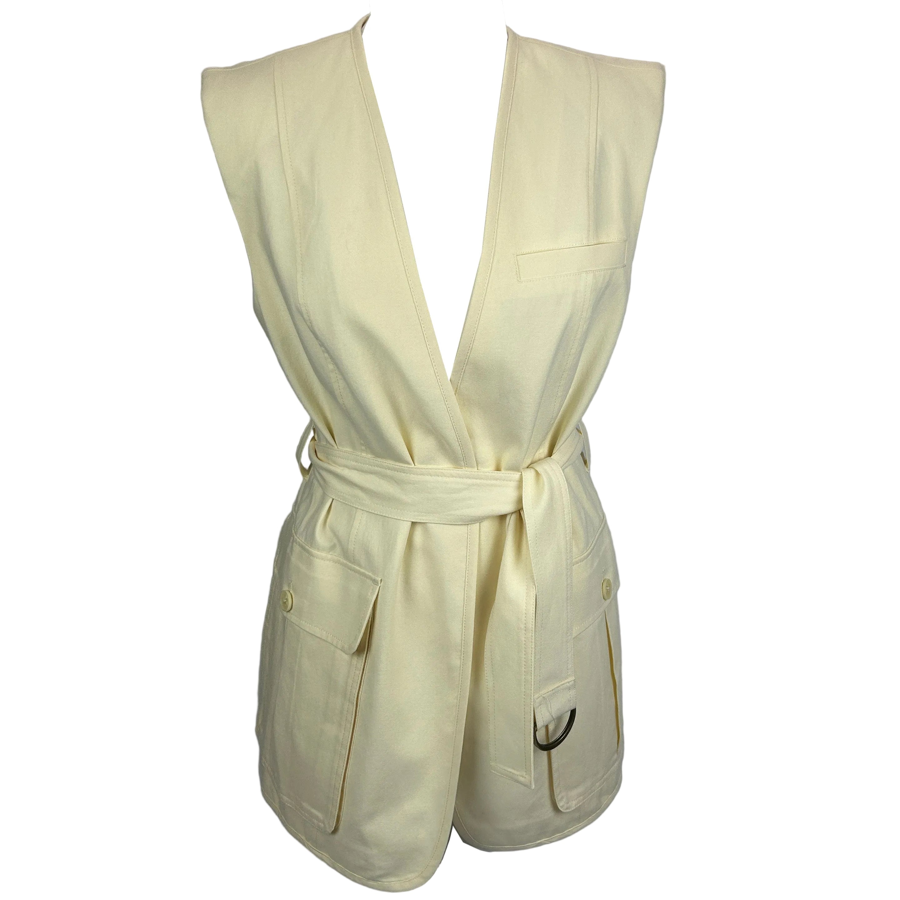 Ulla Johnson New £560 Cream Cotton Twill Sleeveless Jacket M