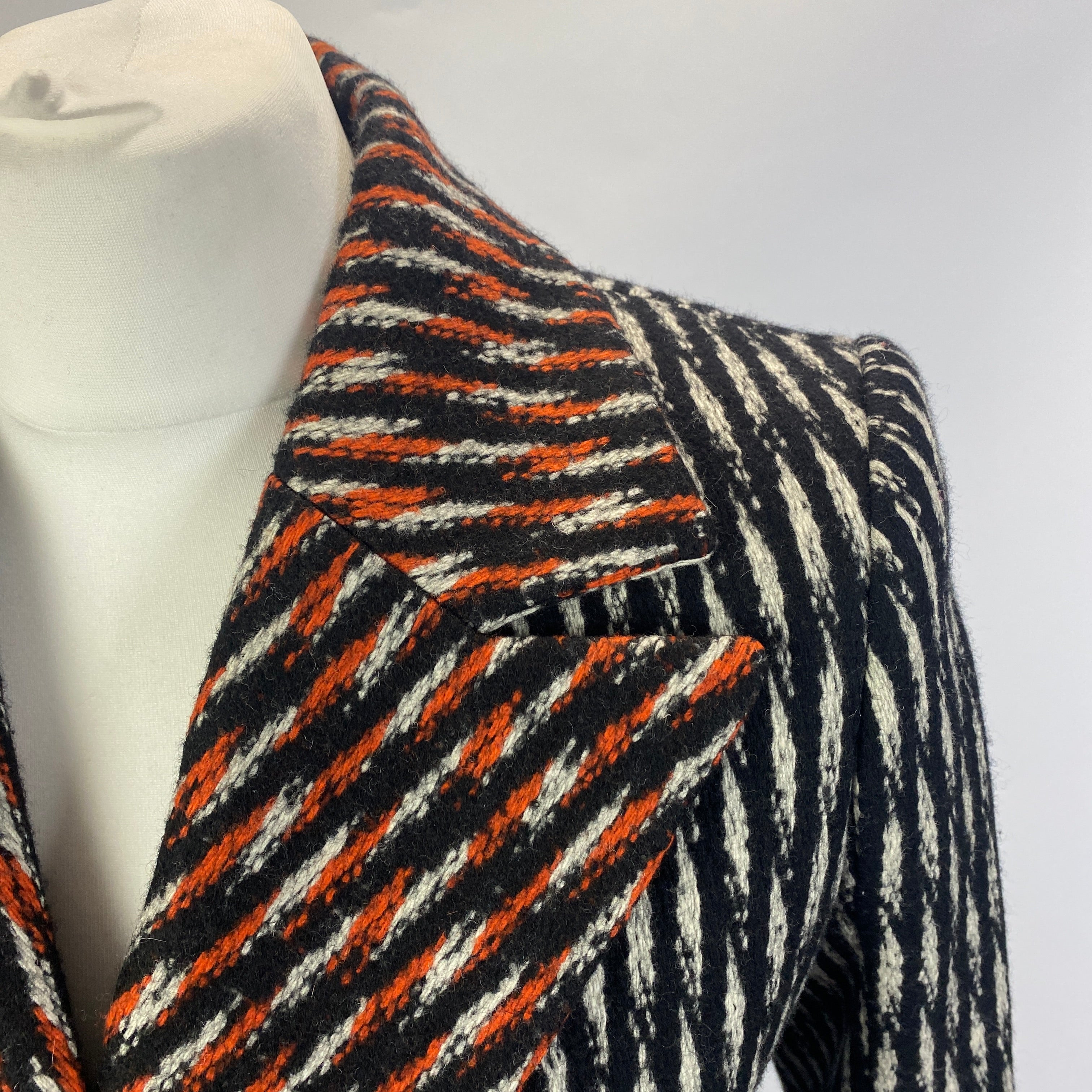 Hugo Boss Monochrome & Orange Weave Runway Ed Coat XXS