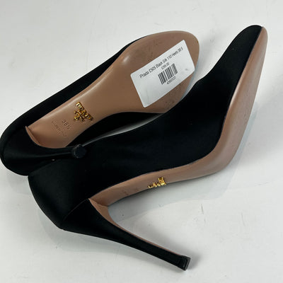 Prada £505 Black Silk 110 Heels 38.5