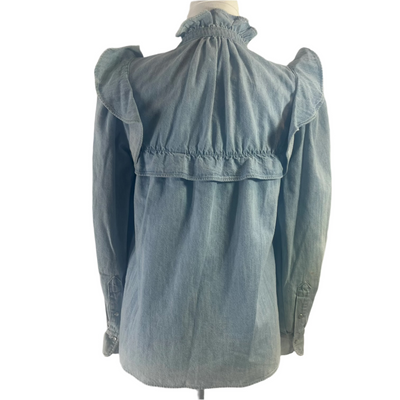 Isabel Marant Etoile Pale Denim Ruffle Blouse XS