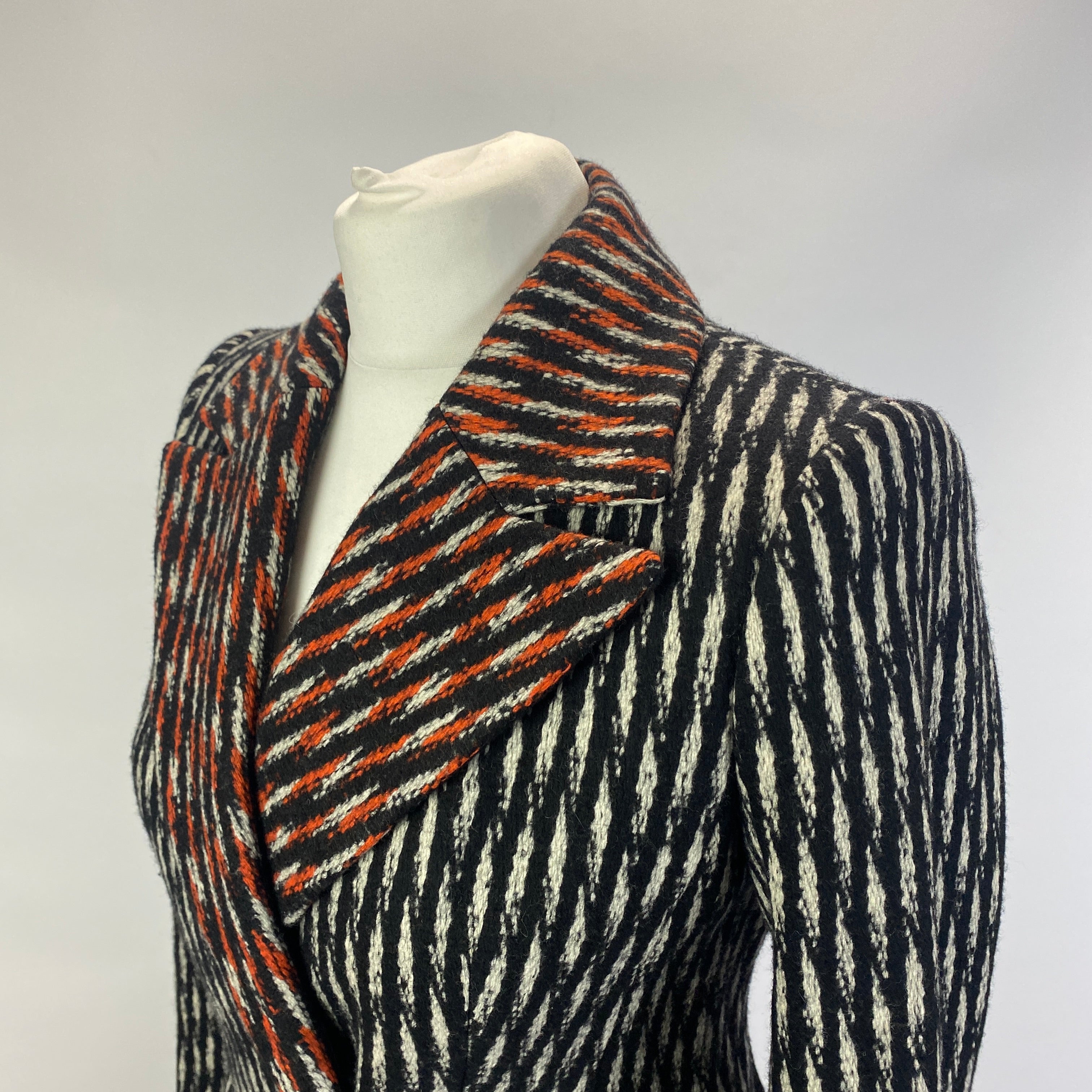 Hugo Boss Monochrome & Orange Weave Runway Ed Coat XXS