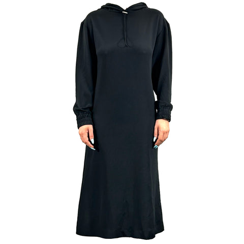 Dion Lee Black Silk Hooded Dress S