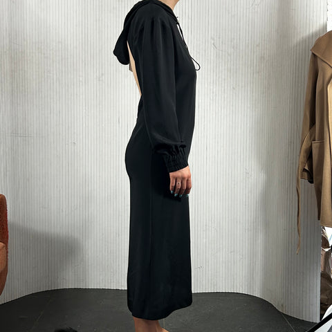 Dion Lee_Brand New £1010 Black Silk Hooded Dress_UK10