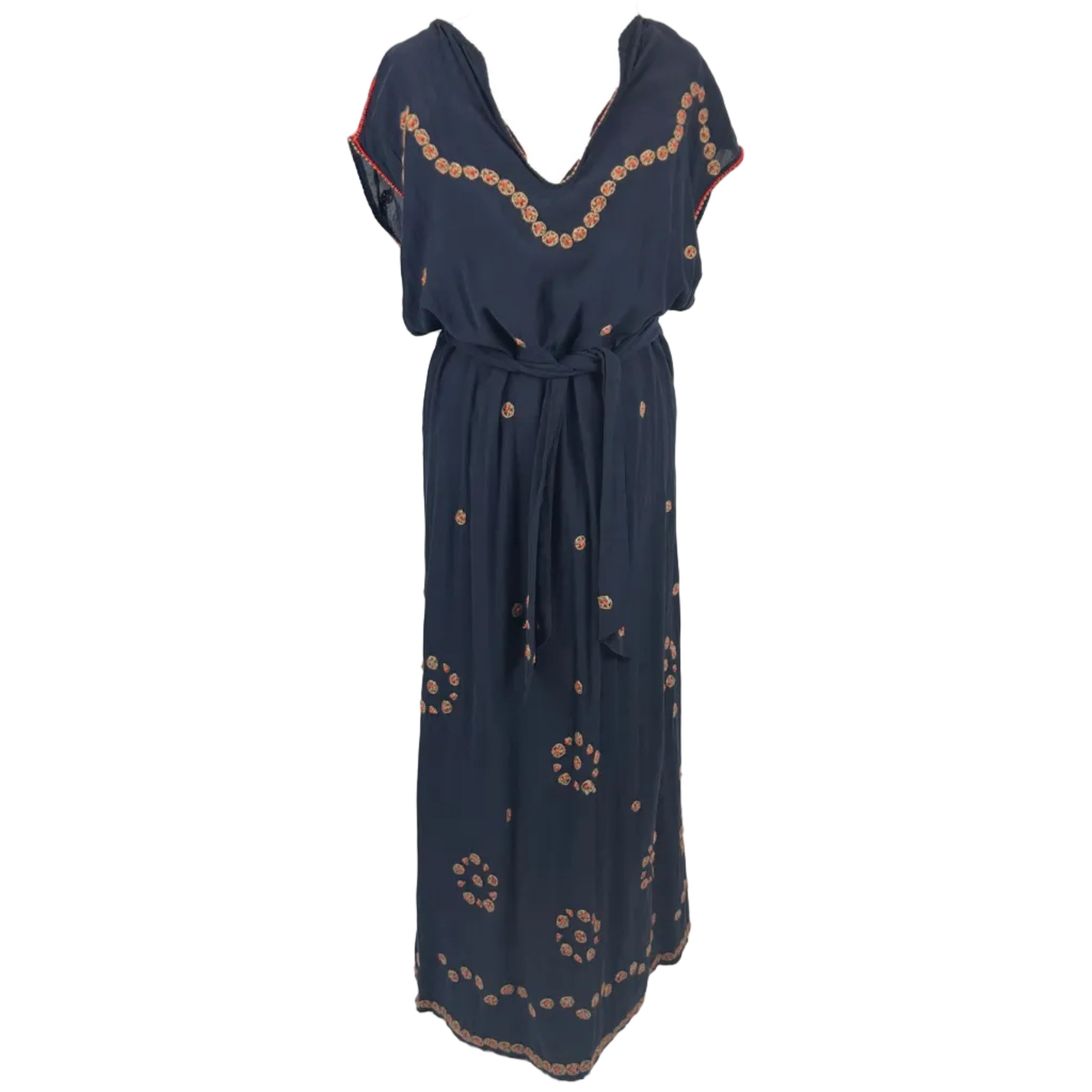 The Great New £670 Navy Beaded Belted Maxi Dress M