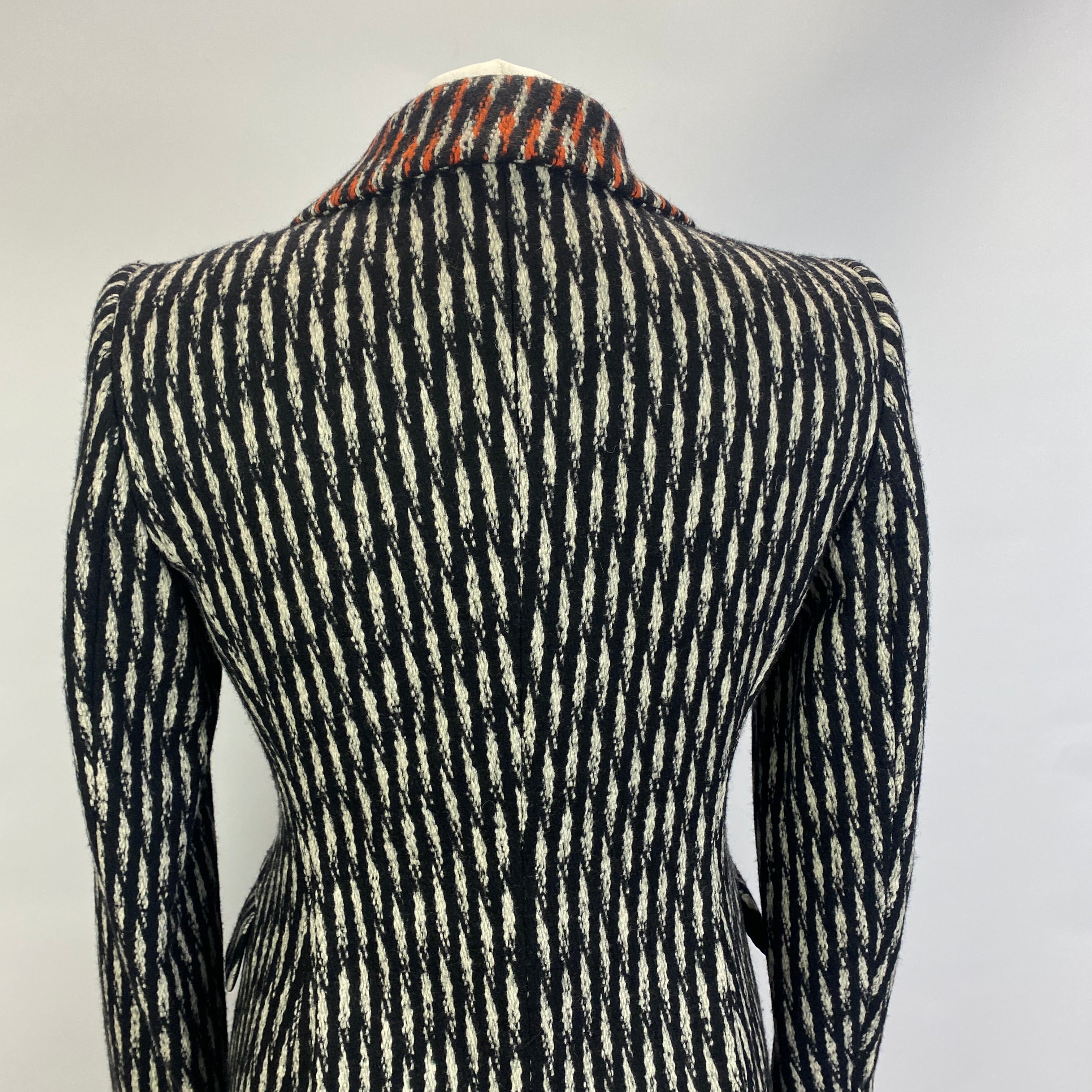 Hugo Boss Monochrome & Orange Weave Runway Ed Coat XXS
