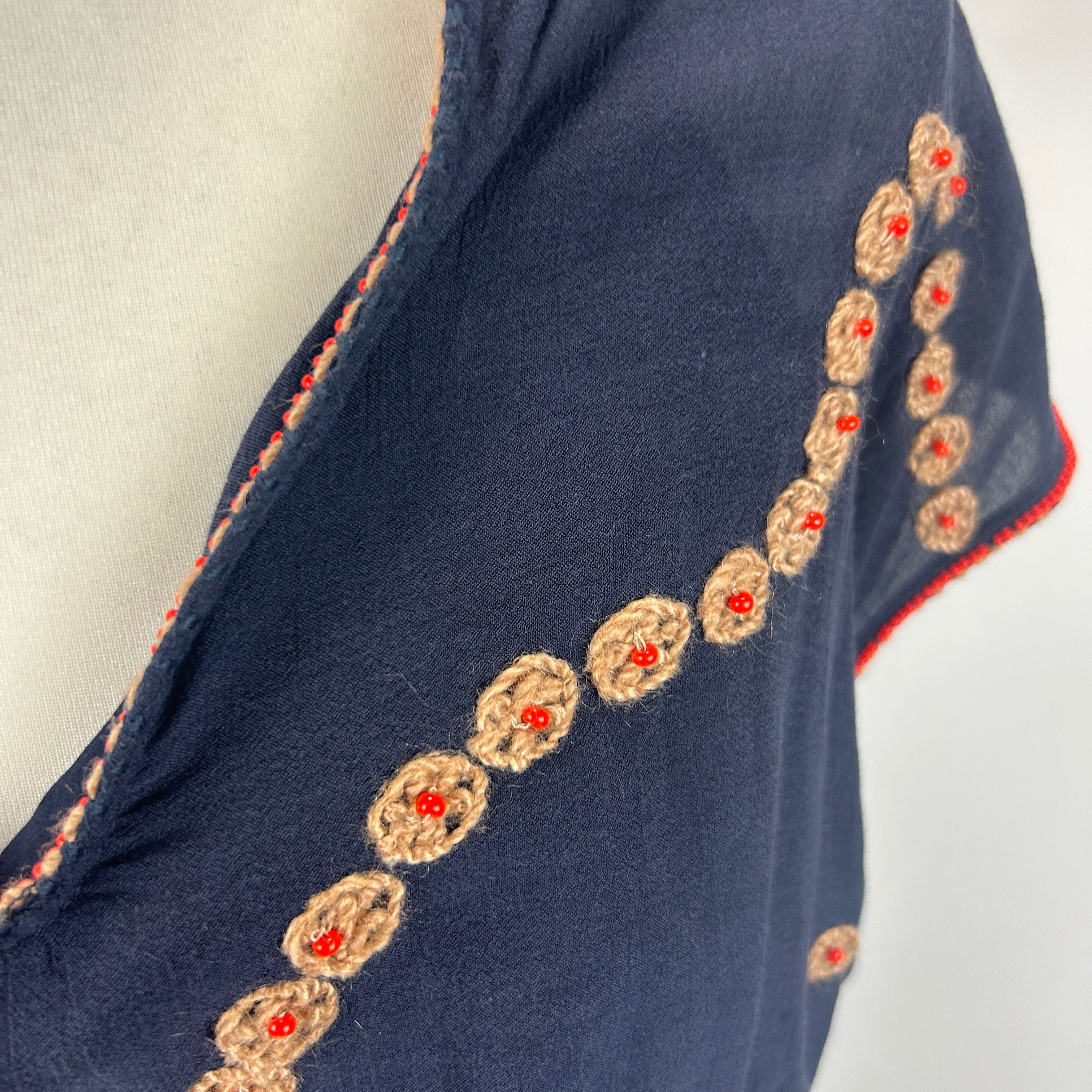 The Great New £670 Navy Beaded Belted Maxi Dress M