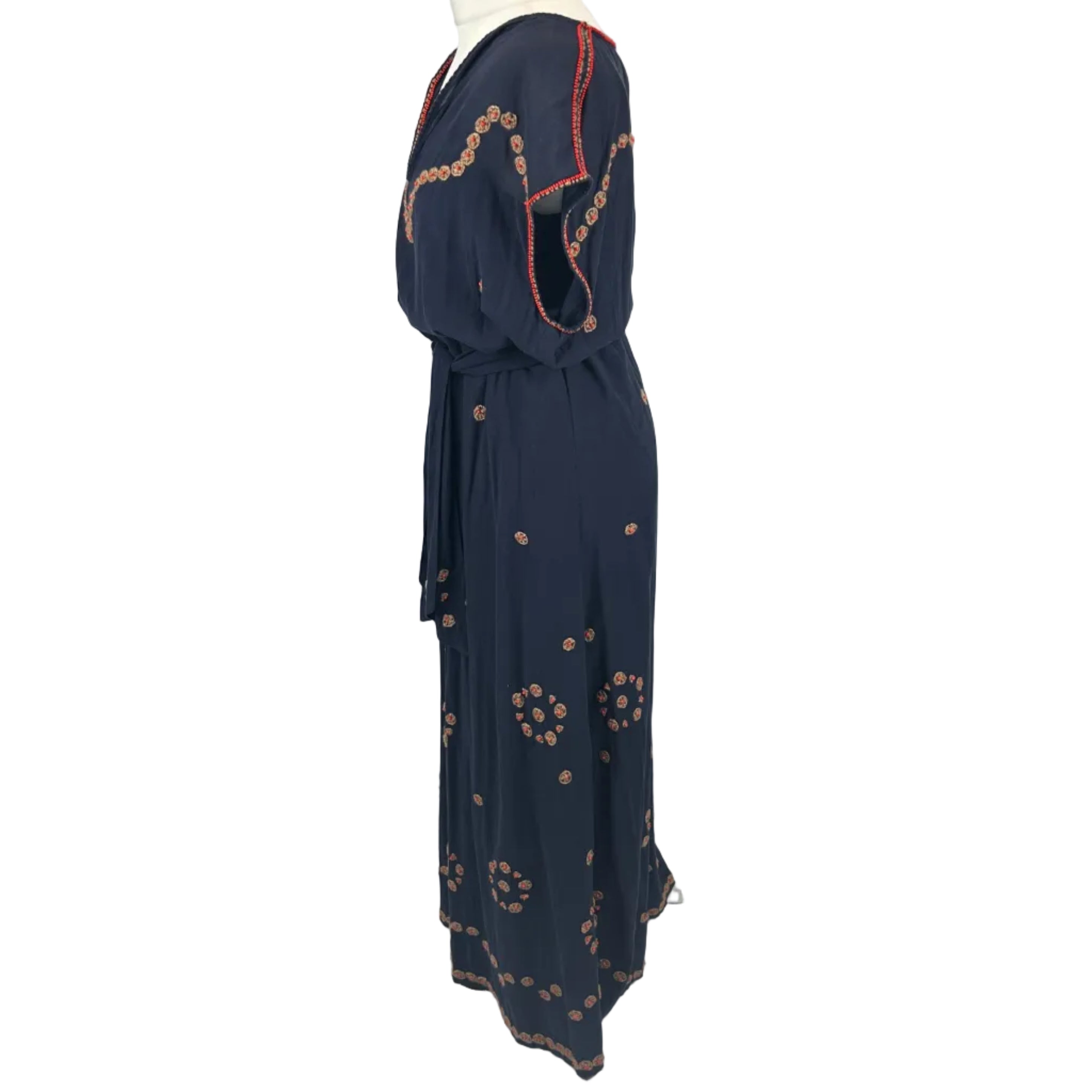 The Great New £670 Navy Beaded Belted Maxi Dress M