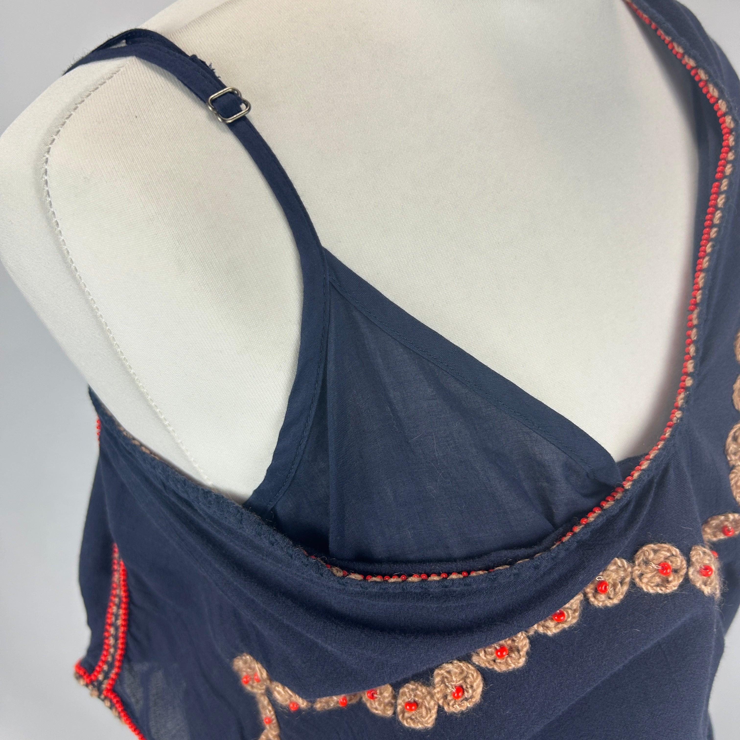 The Great New £670 Navy Beaded Belted Maxi Dress M