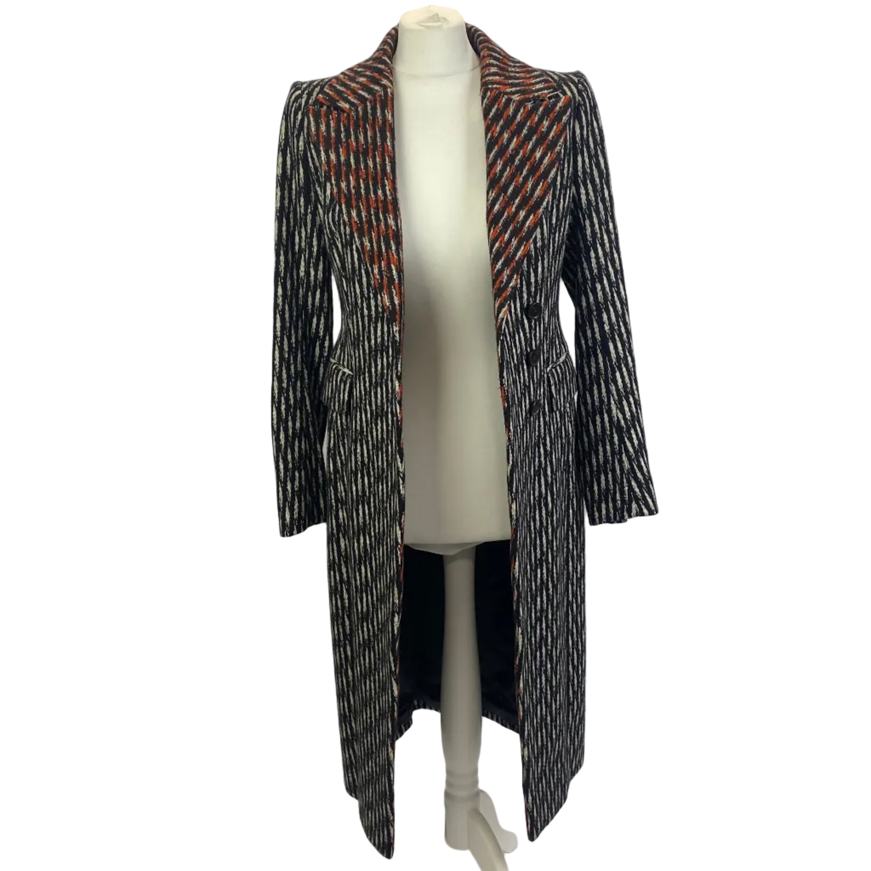 Hugo Boss Monochrome & Orange Weave Runway Ed Coat XXS