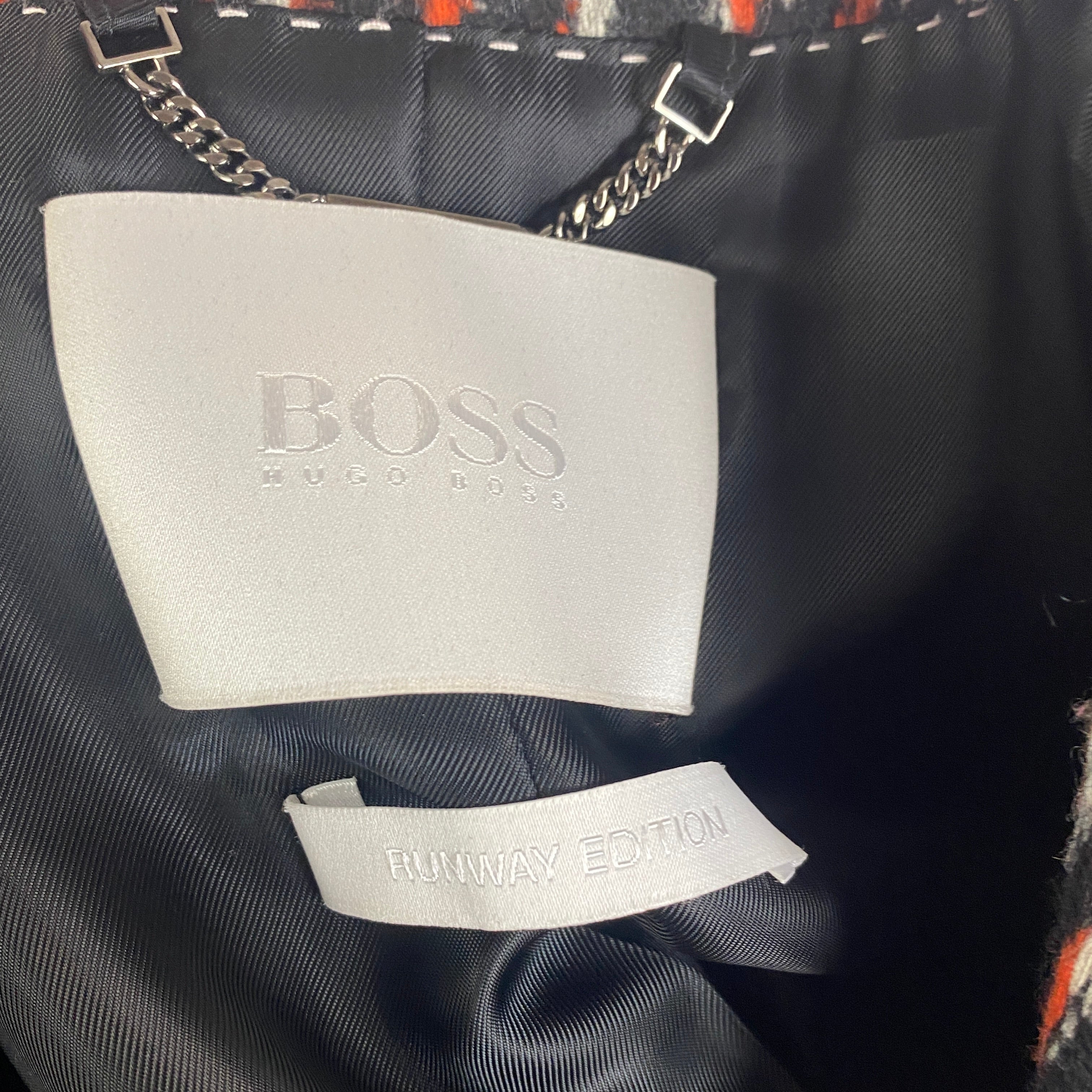 Hugo Boss Monochrome & Orange Weave Runway Ed Coat XXS