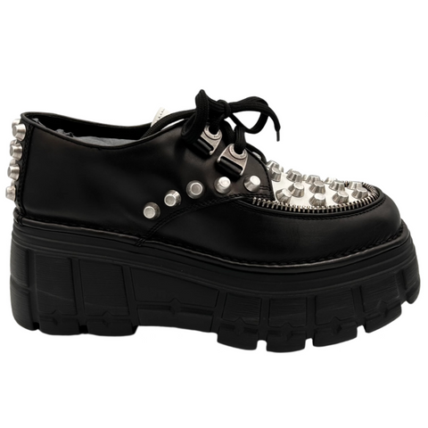 Miu Miu £920 Black & White Studded Derby LaceUps 38.5