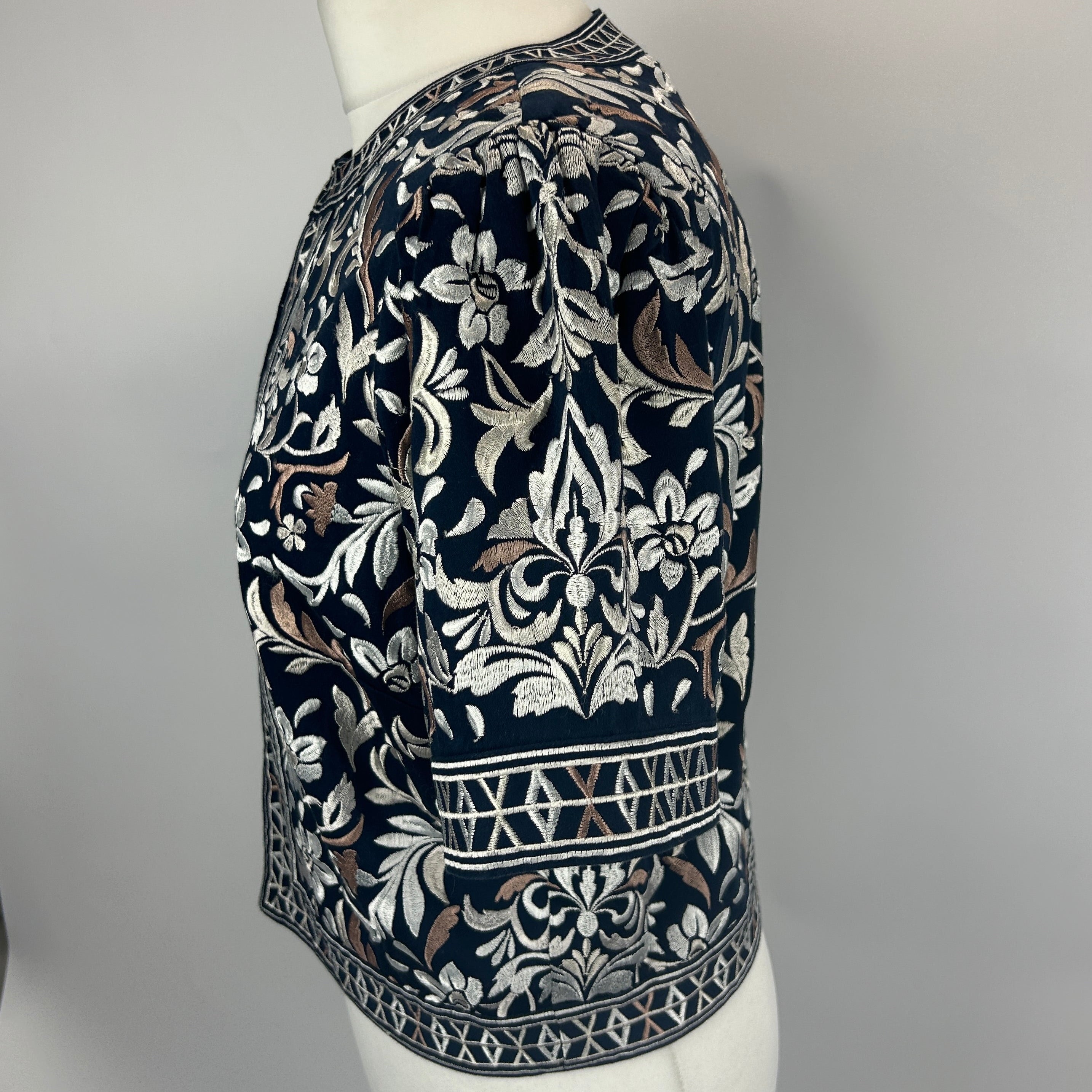 Ramy Brook New Navy Embroidered Cotton Jacket M