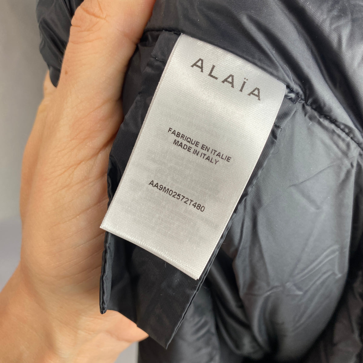 Alaia New £1700 Black Hooded Quilted Puffa Coat L