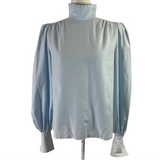 Anna Mason Baby Blue Cotton Turtleneck Blouse XS