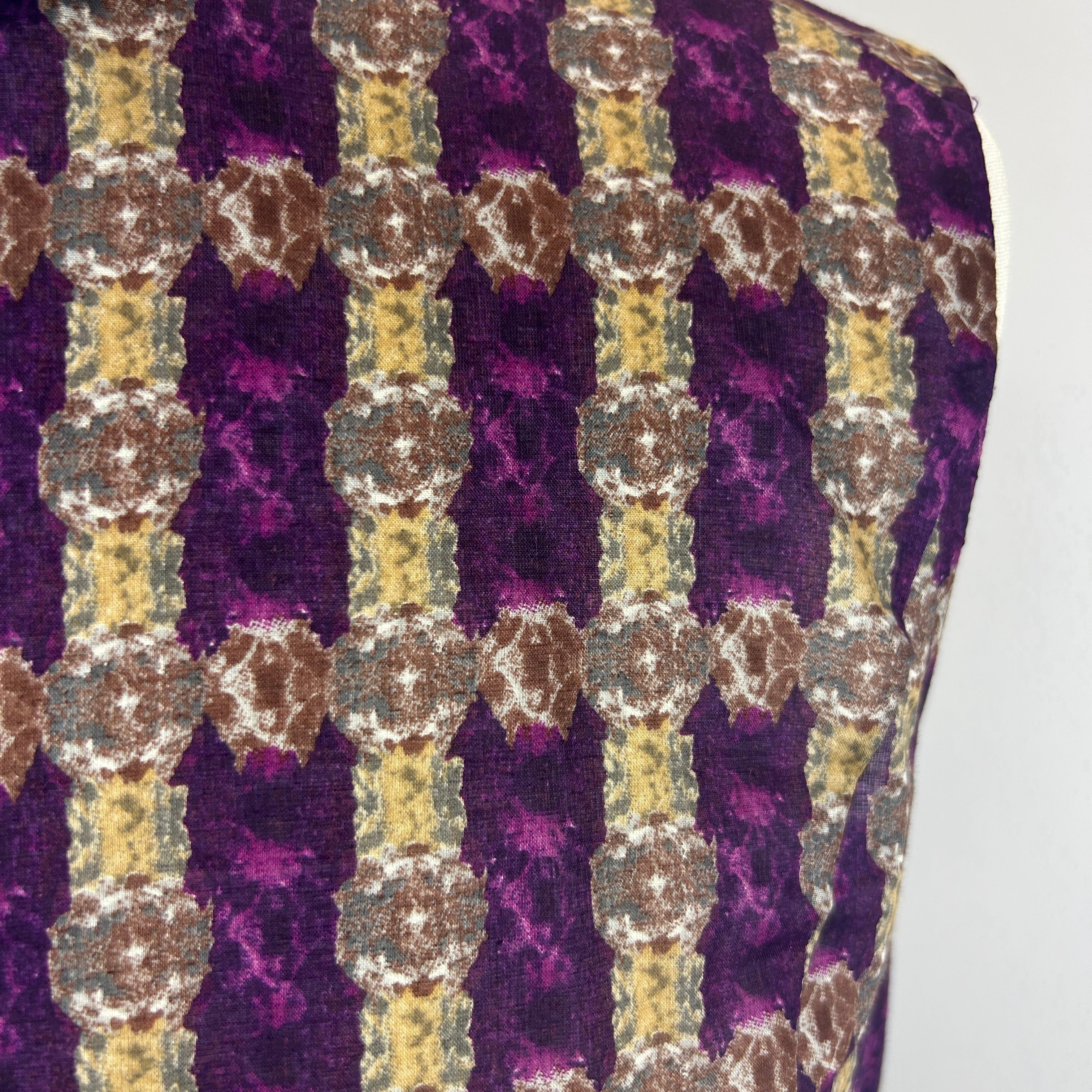 Marni New Violet & Sand Print Lawn Cotton Asymmetric Top S