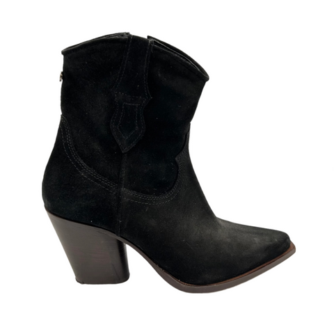 Russell & Bromley £325 Black Suede Western Ankle Boots 39