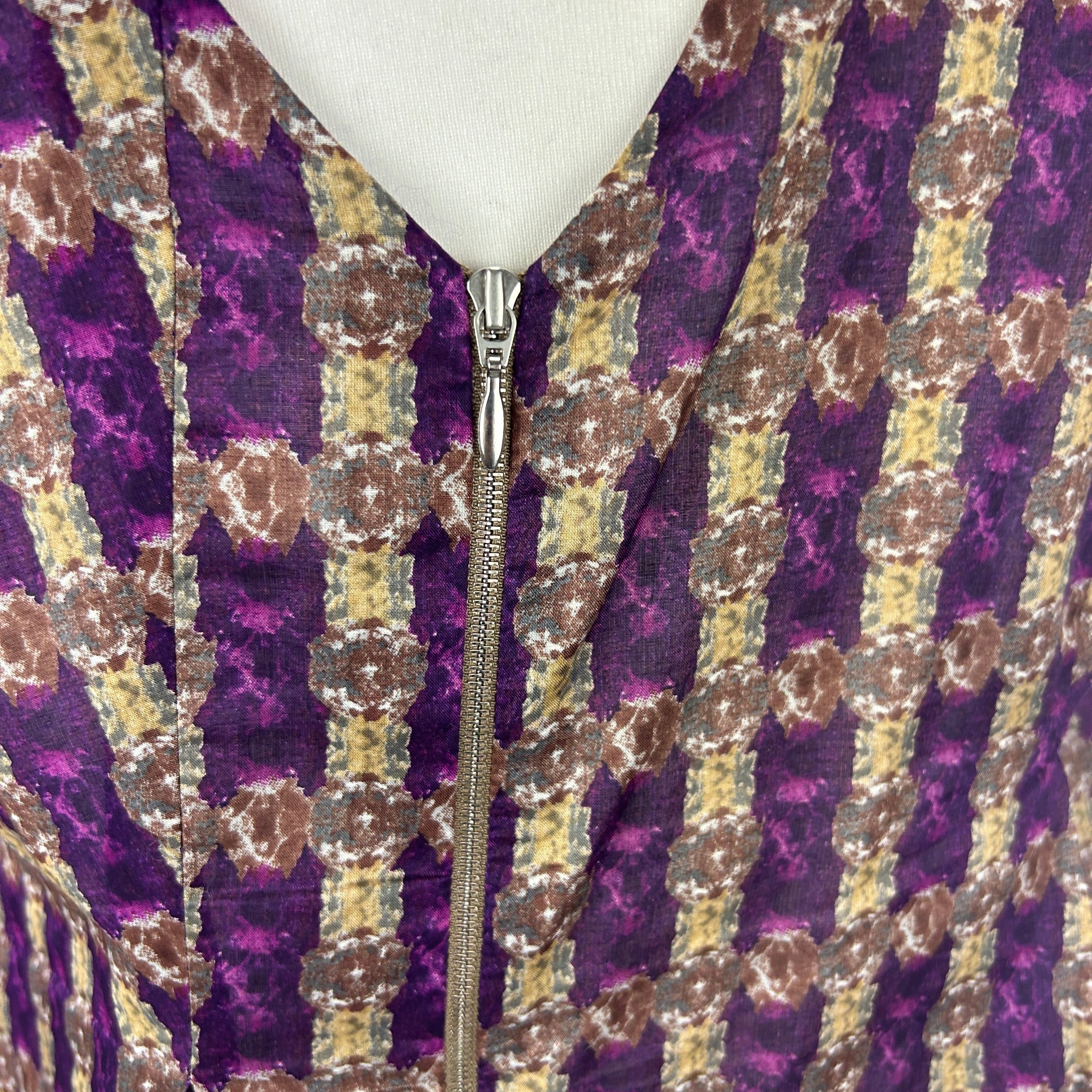 Marni New Violet & Sand Print Lawn Cotton Asymmetric Top S