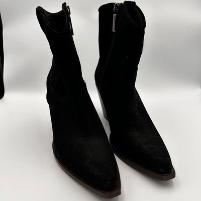 Russell & Bromley £325 Black Suede Western Ankle Boots 39