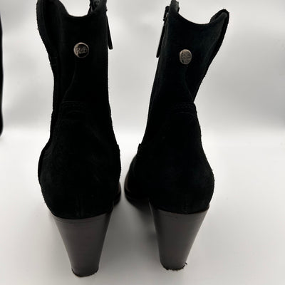 Russell & Bromley £325 Black Suede Western Ankle Boots 39