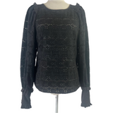 Anna Mason Black Broderie Anglais Blouse XS